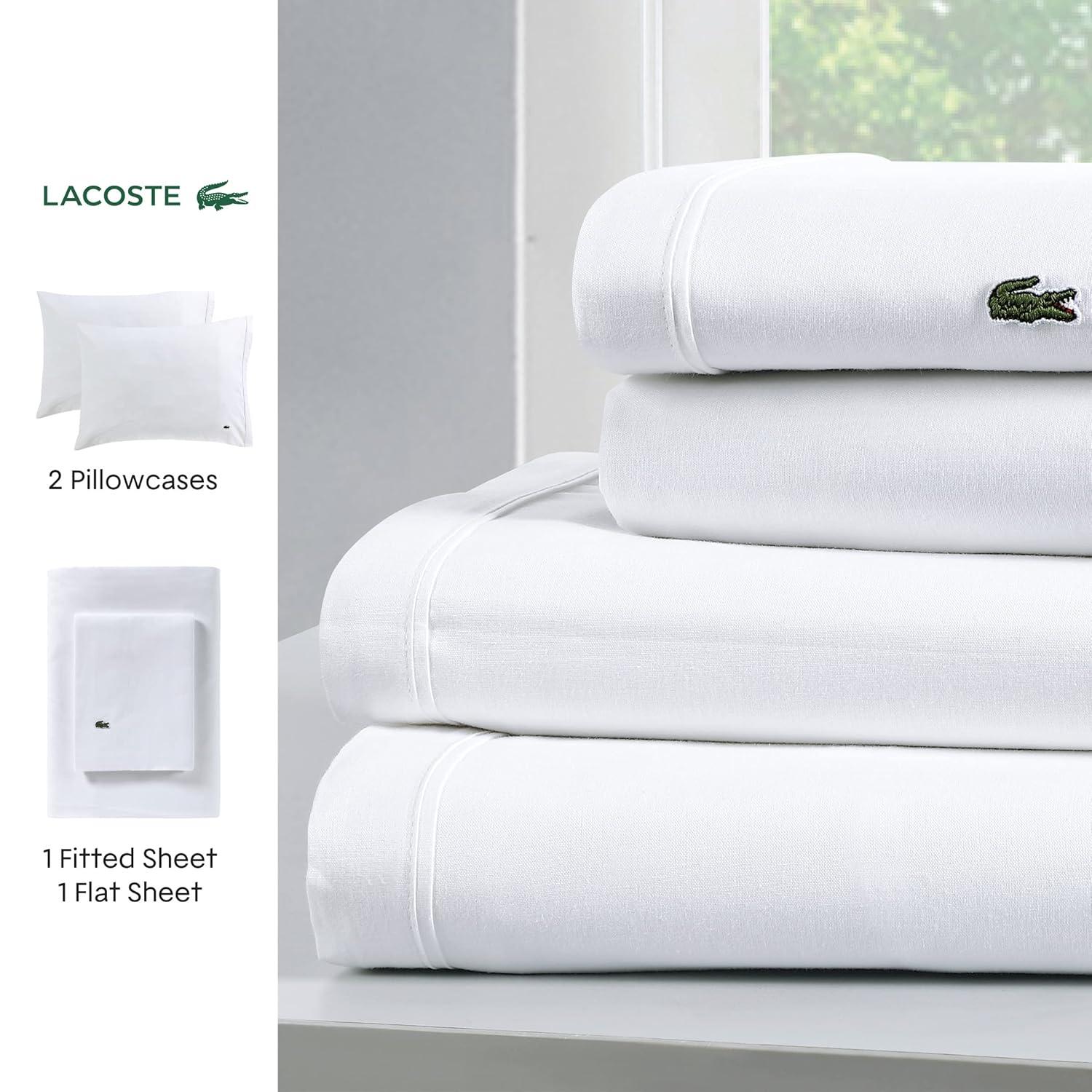 Lacoste Cotton Percale 200 Thread Count 100% Cotton Sheet Set