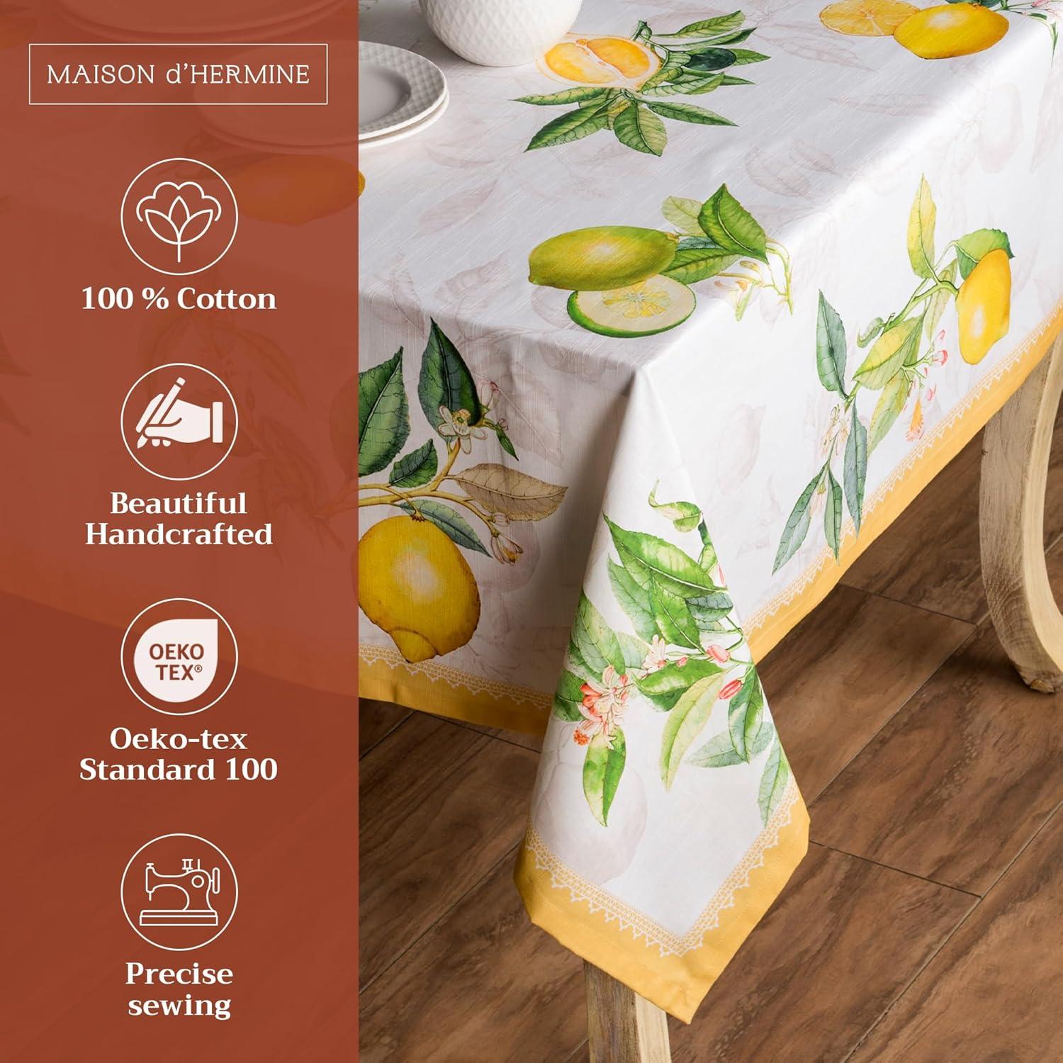 Limoncello Yellow and Green Cotton Rectangular Tablecloth 60" x 120"
