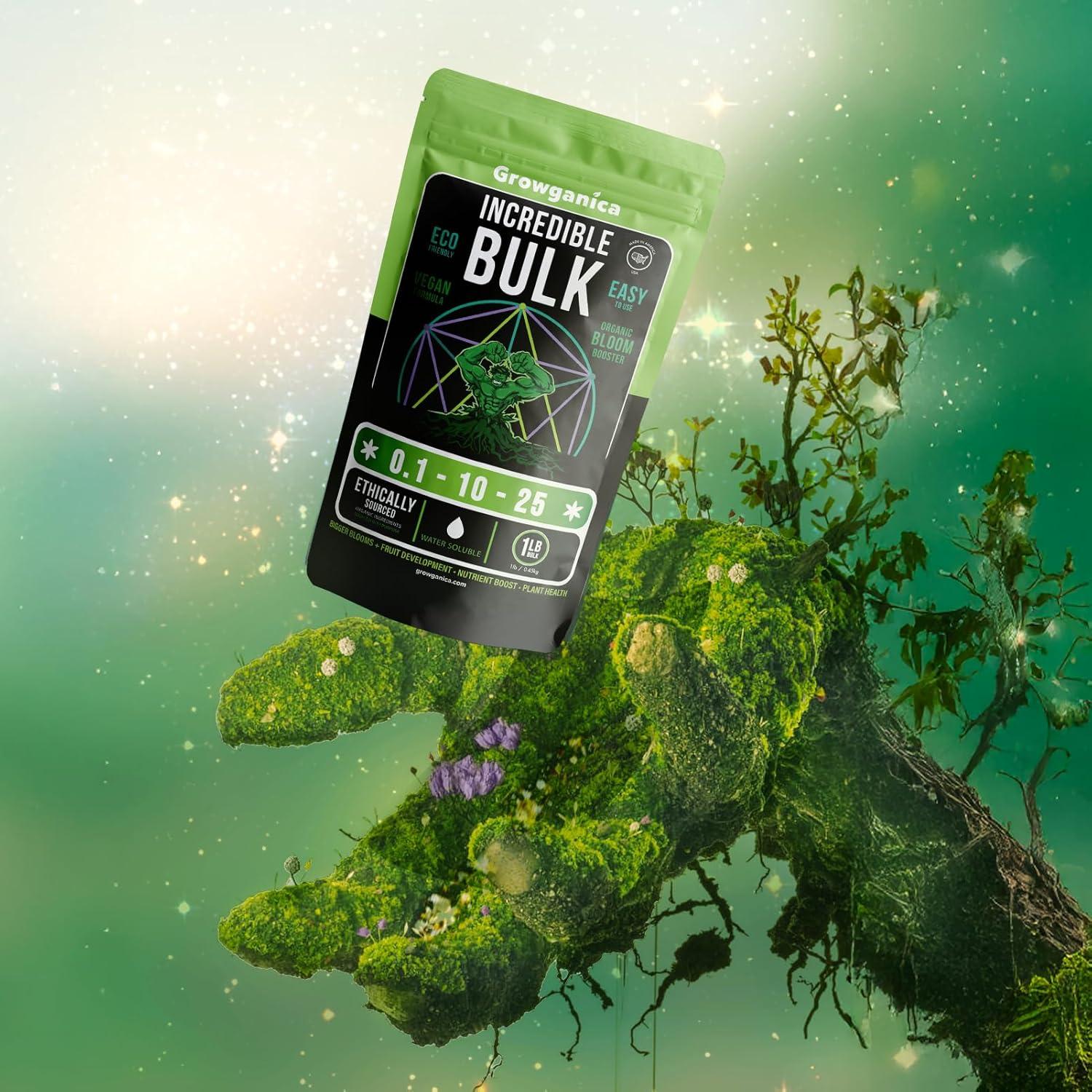 Growganica Incredible Bulk Organic Bloom Booster Garden Fertilizer 0.1-10-25 (1lb)