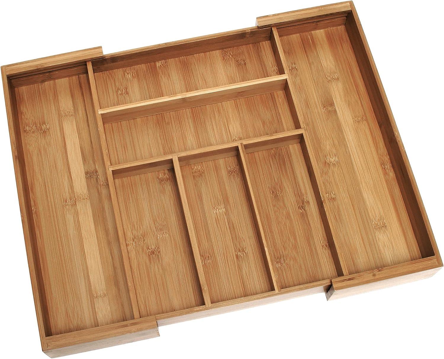 Adjustable Bamboo Expandable Drawer Organizer with Multiple Slots