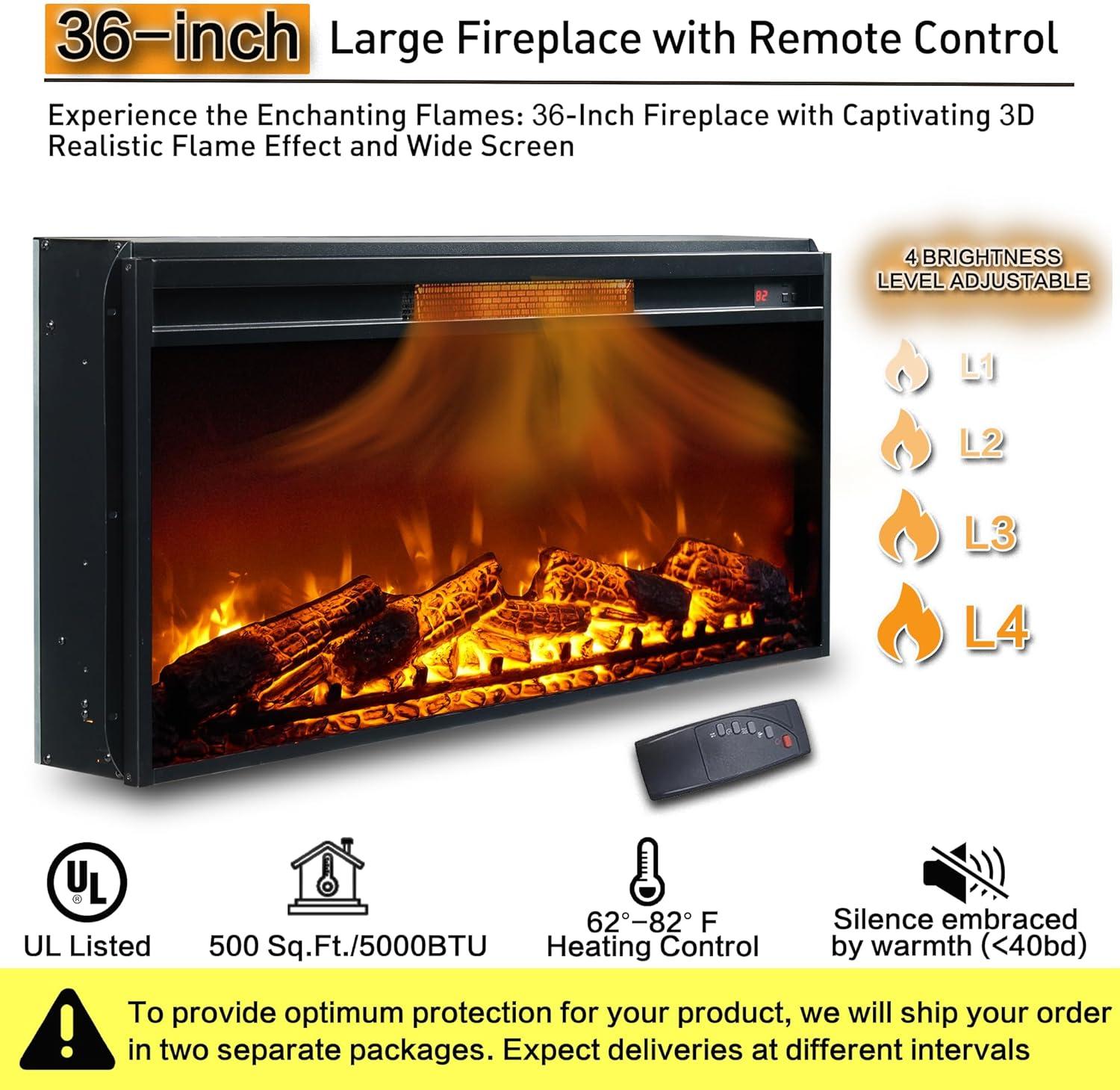 SinCiDo Farmhouse Fireplace TV Stand 75 Inch, Electric Fireplace TV Stand Up to 80 Inch TVs, Entertainment Center with Fireplace for Living Room