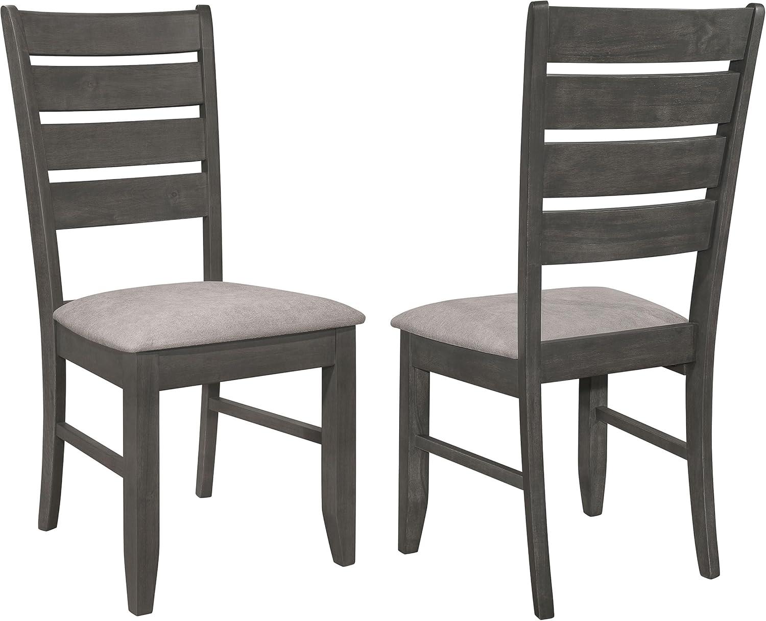 Dark Gray Upholstered Ladderback Wood Side Chair Set