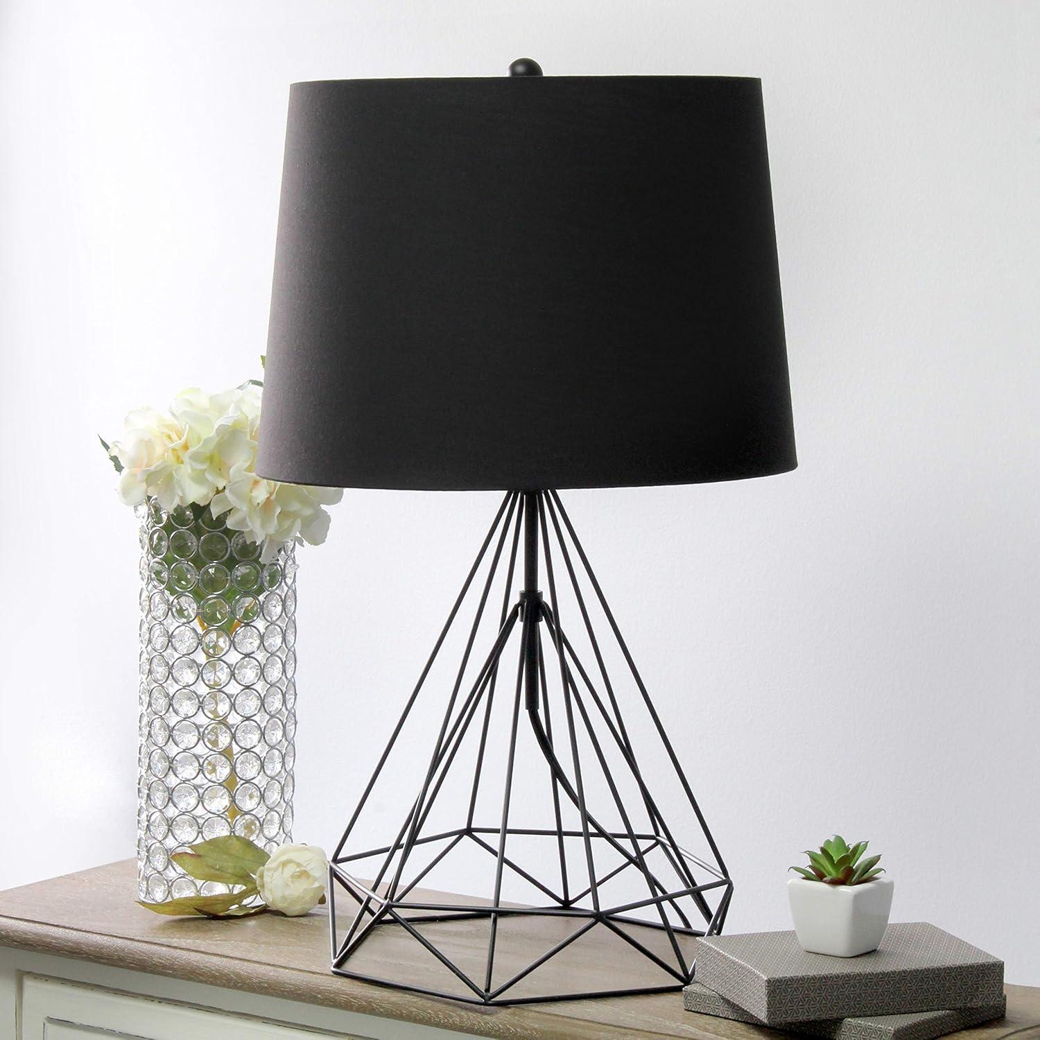 23.5 in. Black Matte Geometric Metal Table Lamp