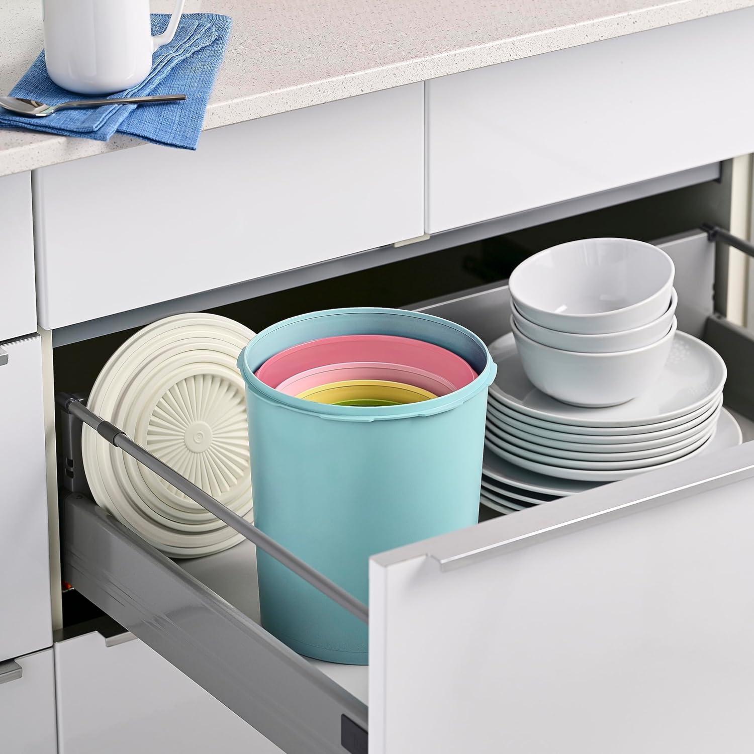Vintage Multicolor Plastic Nested Canister Set with Airtight Lids