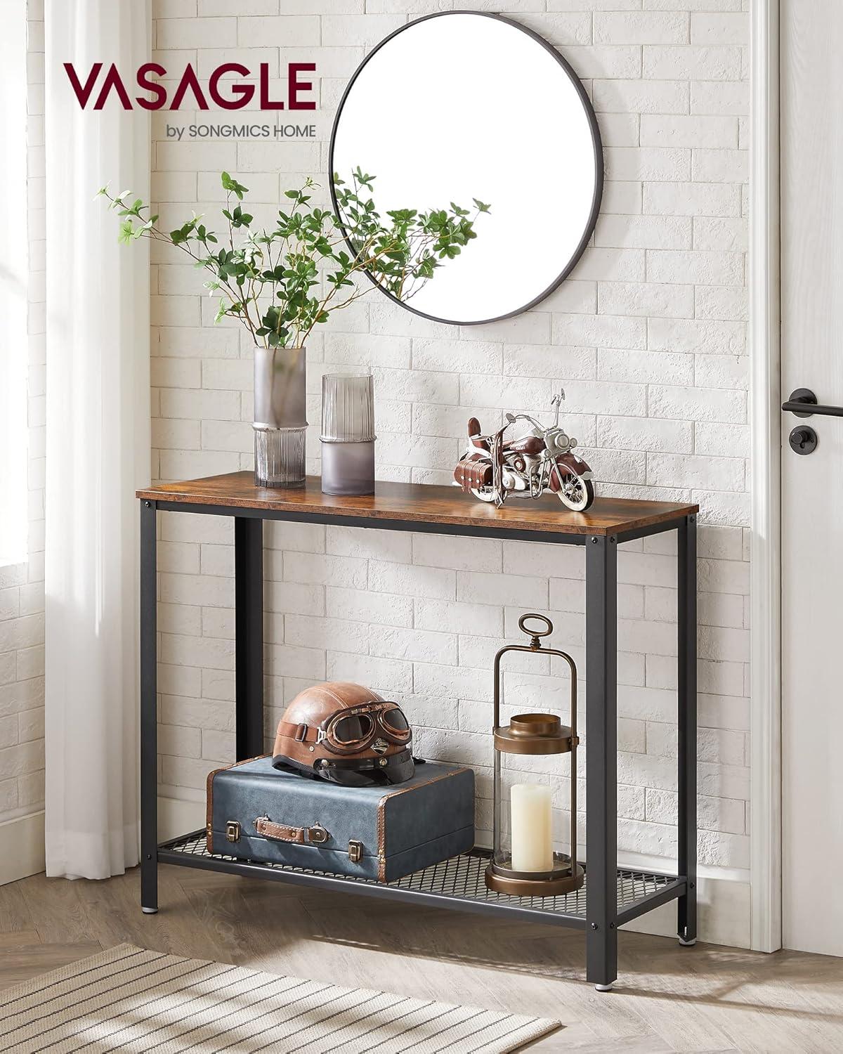 Vasagle Console Table Metal Frame for Entryway Living Room, Rustic Brown"
