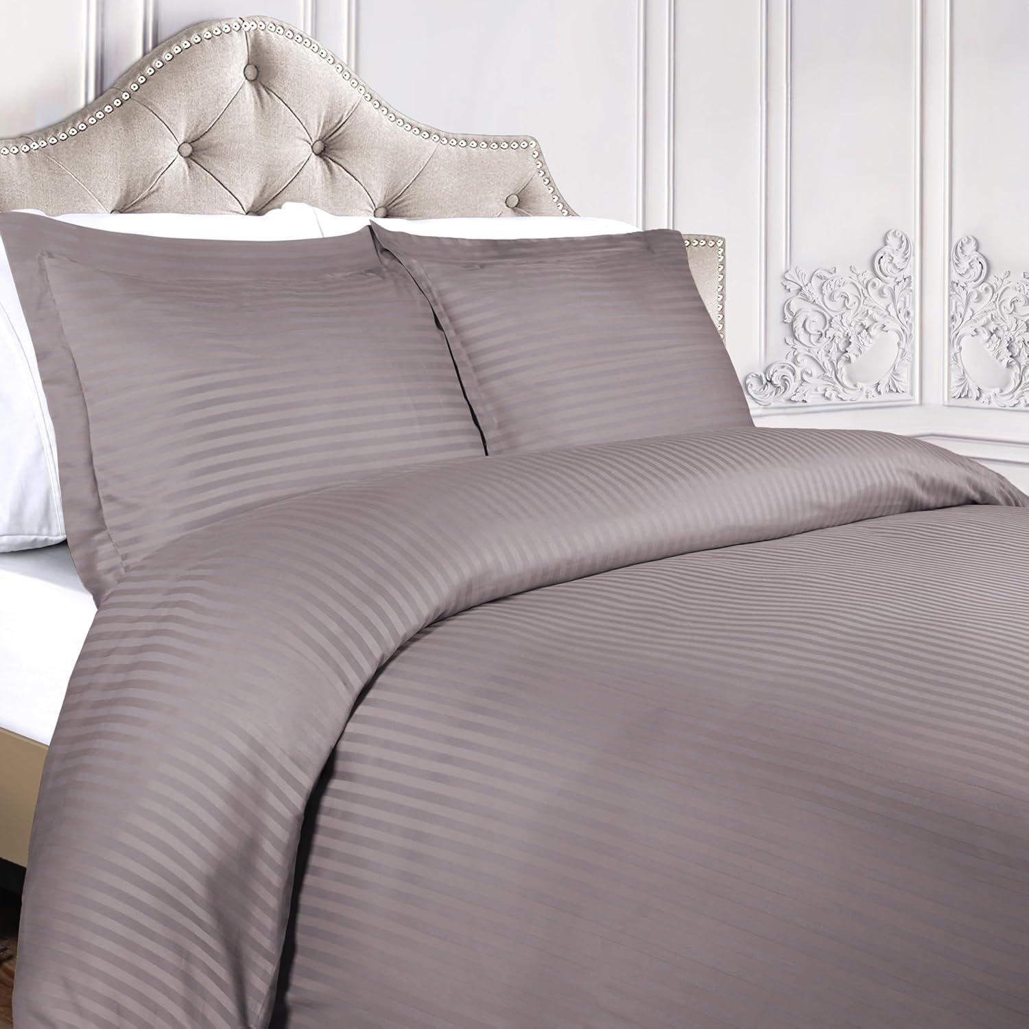 100% Egyptian-Quality Cotton Traditional Sateen Striped Luxor Treasures Duvet Cover Set