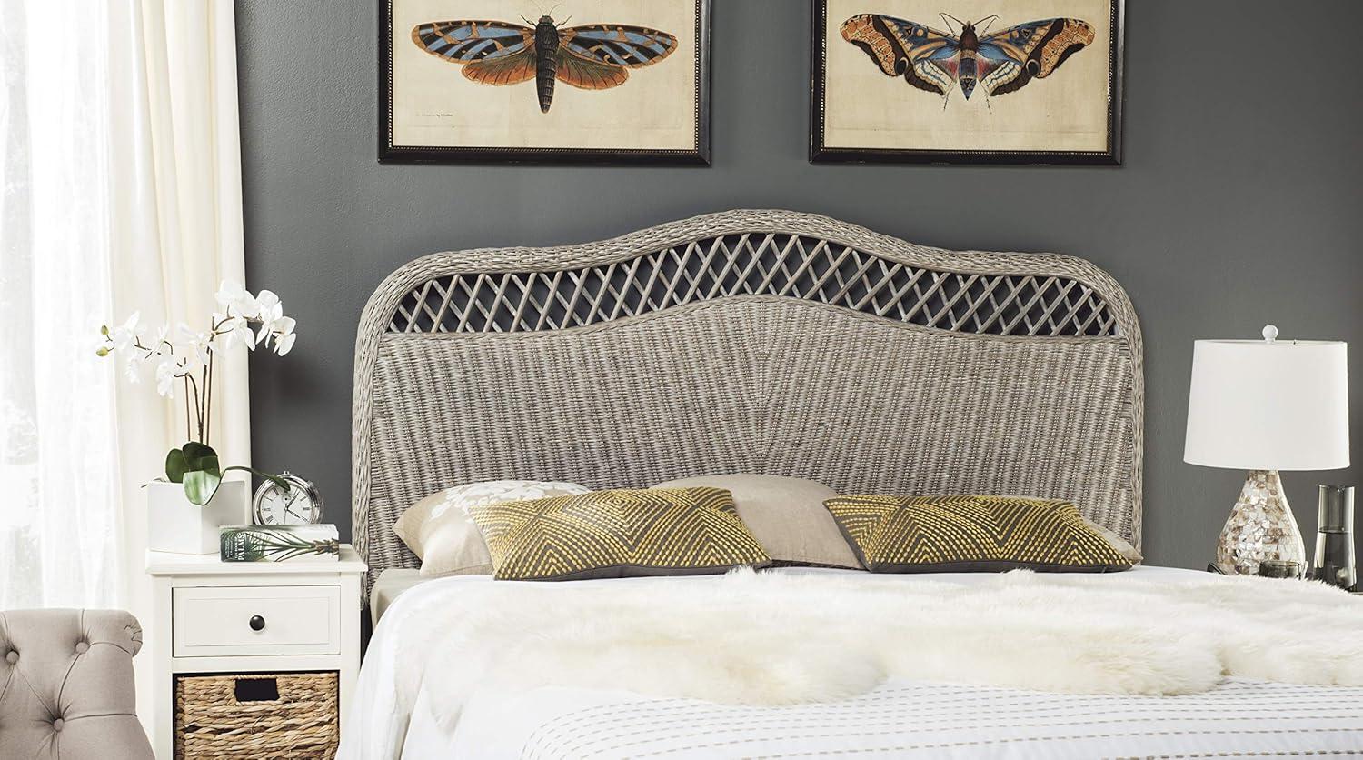 SAFAVIEH Sephina Rustic Coastal Rattan Headboard, Full, Antique Grey