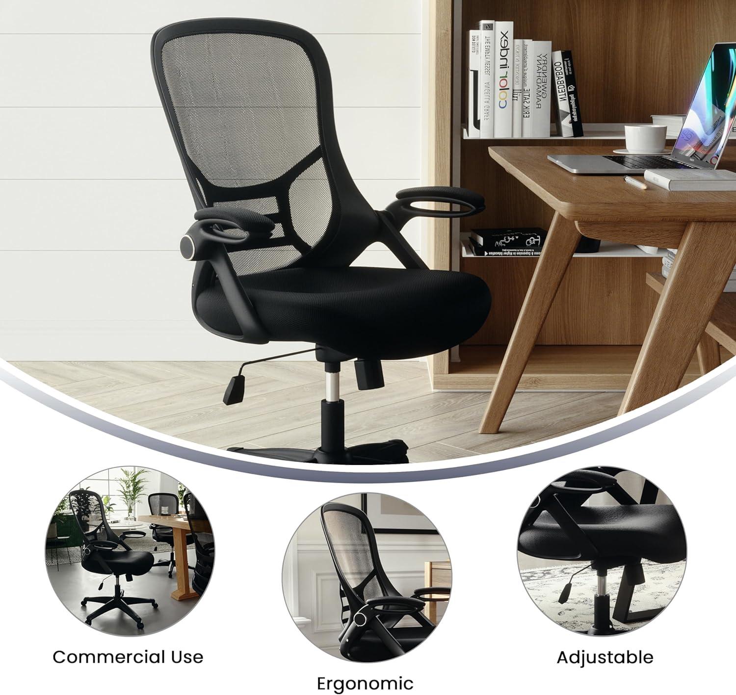 Ergonomic High-Back Black Mesh Swivel Office Chair with Adjustable Arms