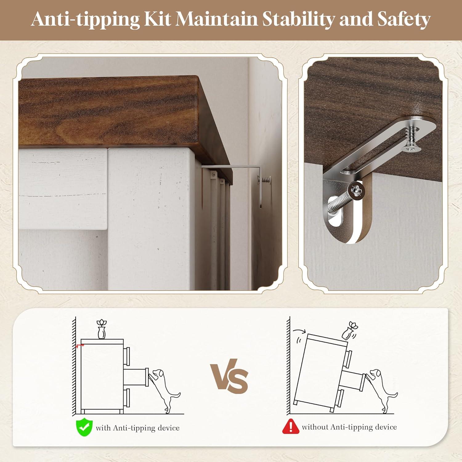 Gracie Oaks Wood Dresser For Bedroom With 7 Drawers, Farmhouse Chest Of Drawers