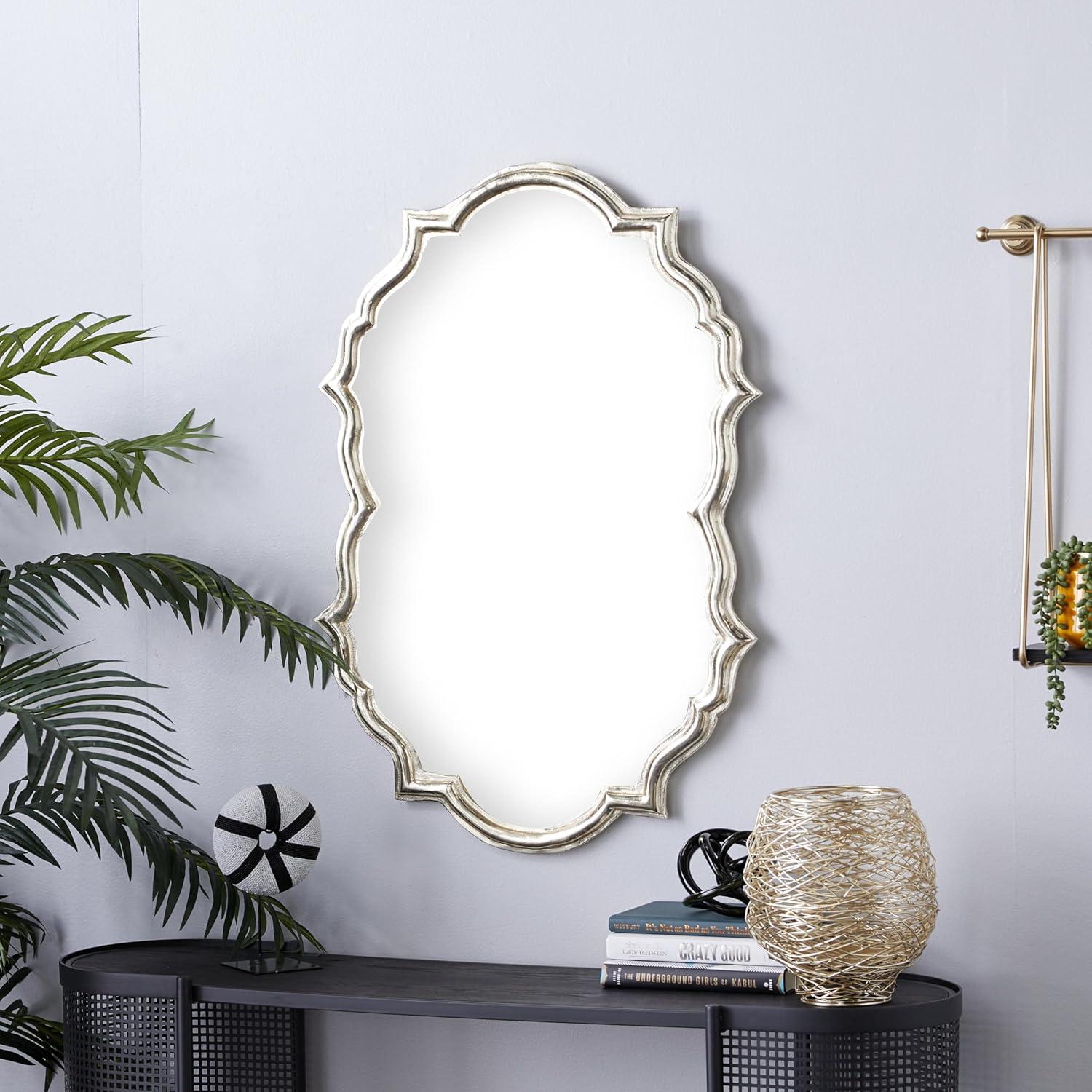 DecMode 25" x 36" Gold Quatrefoil Shaped Wall Mirror