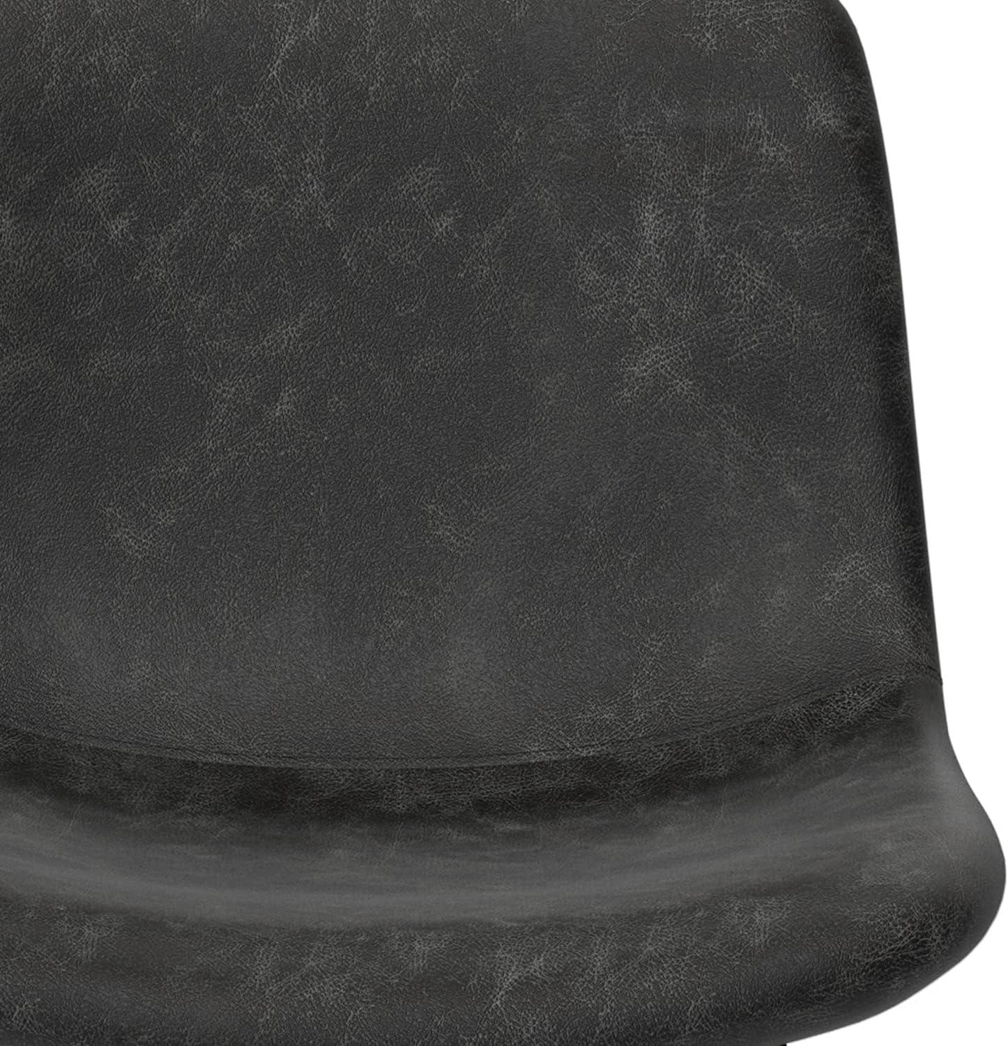 Jolie 28" Distressed Charcoal Grey Faux Leather Bar Stools, Set of 2