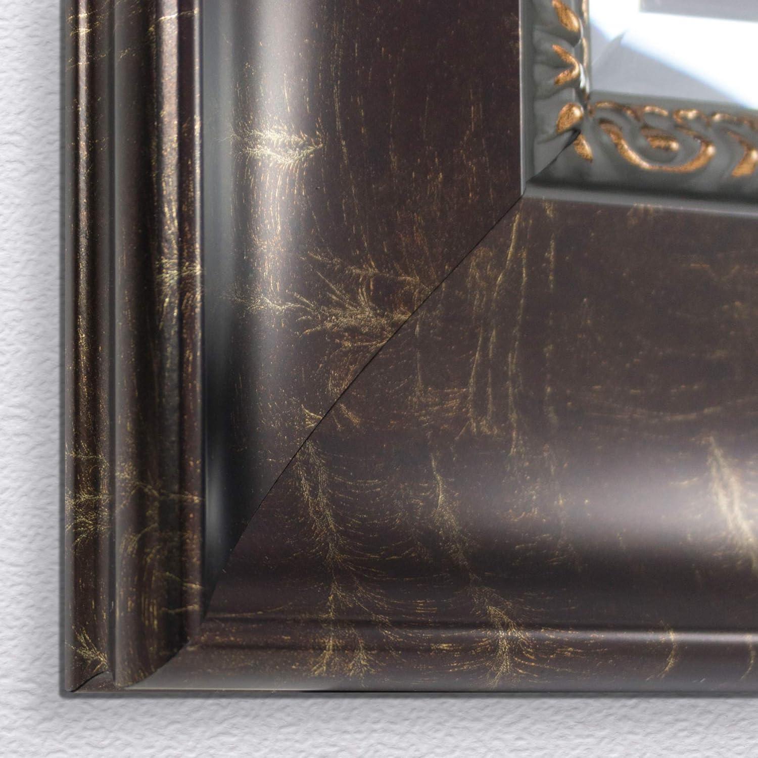 Elegant Distressed Bronze Rectangular Beveled Wall Mirror - 30.5 x 36 in