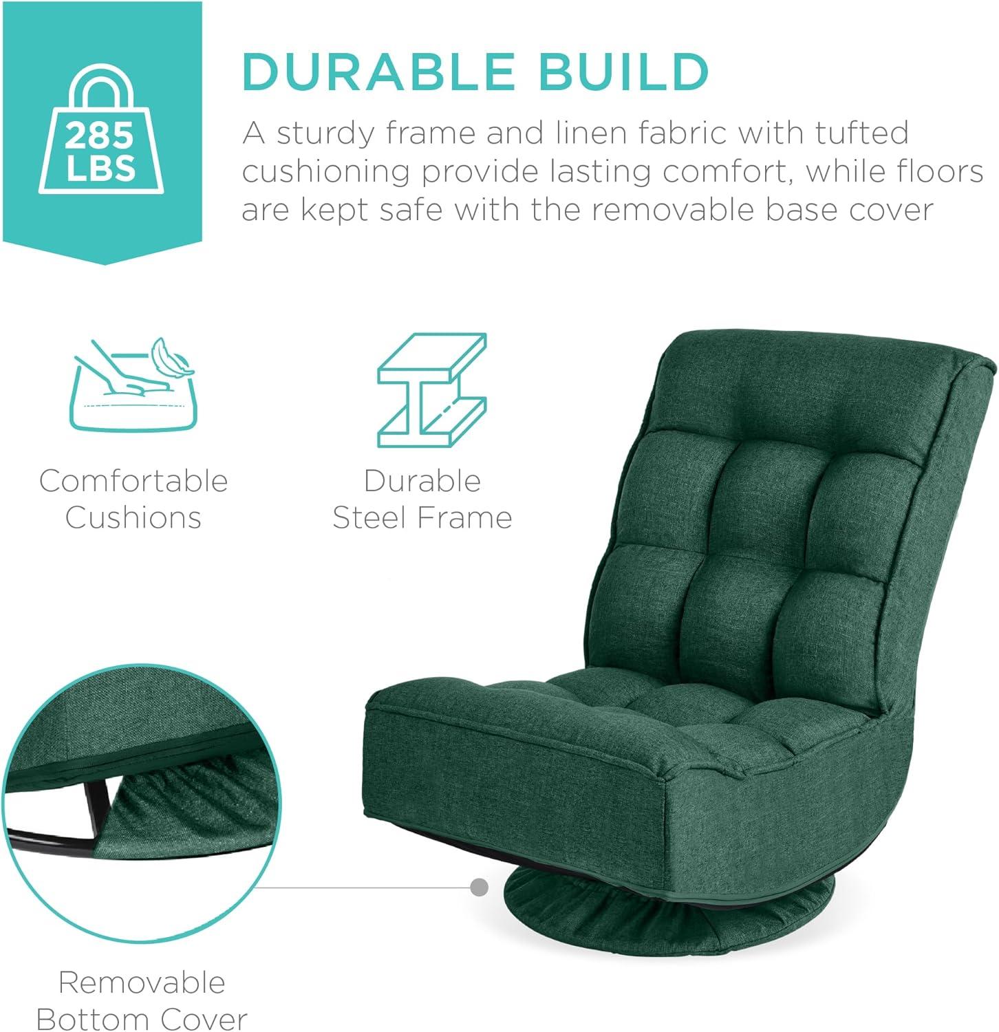 Best Choice Products Folding Floor Gaming Chair for Home, Office w/ 360-Degree Swivel, 4 Positions - Green