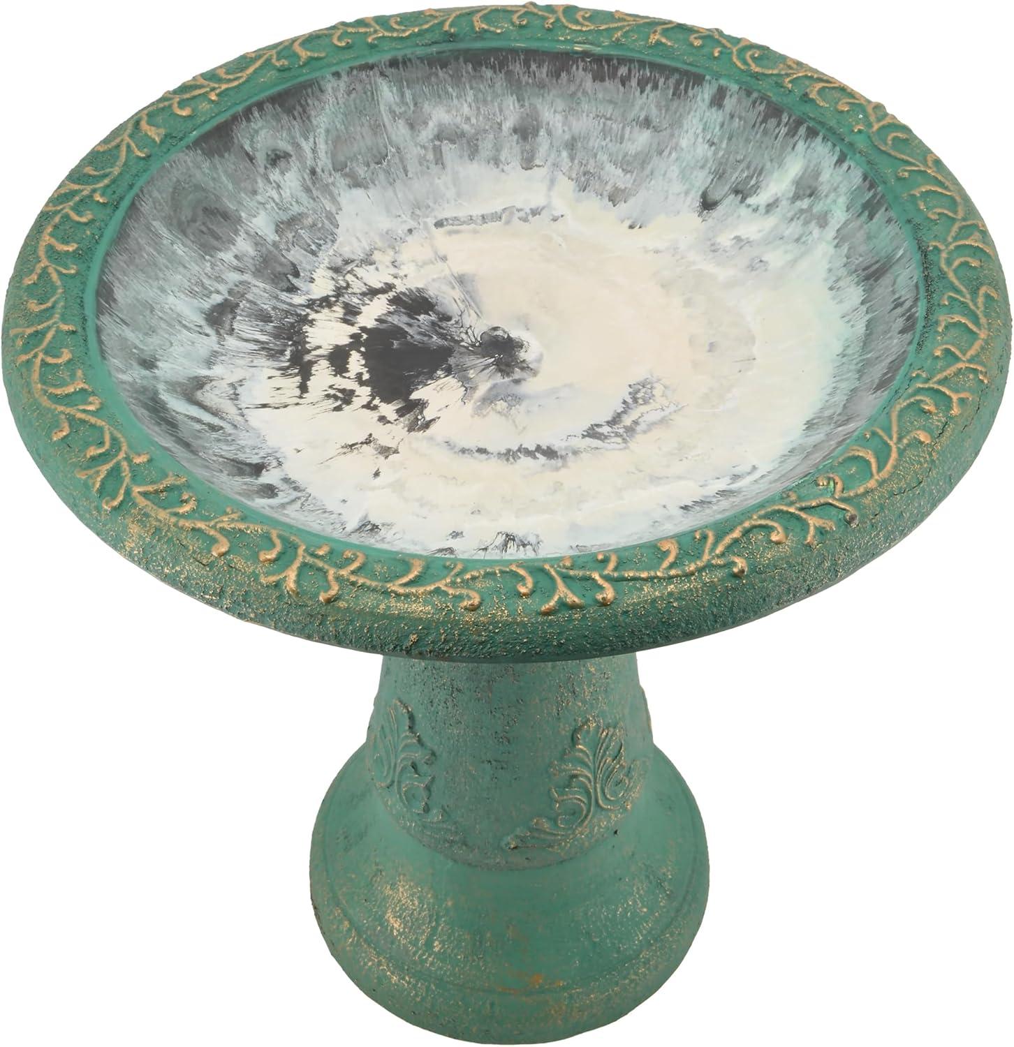 Garden Products BB04 Fiberclay Birdbath, Green, 19.5" x 11.5" x 20.5", 19.5 by 11.5 by 20.5-Inches