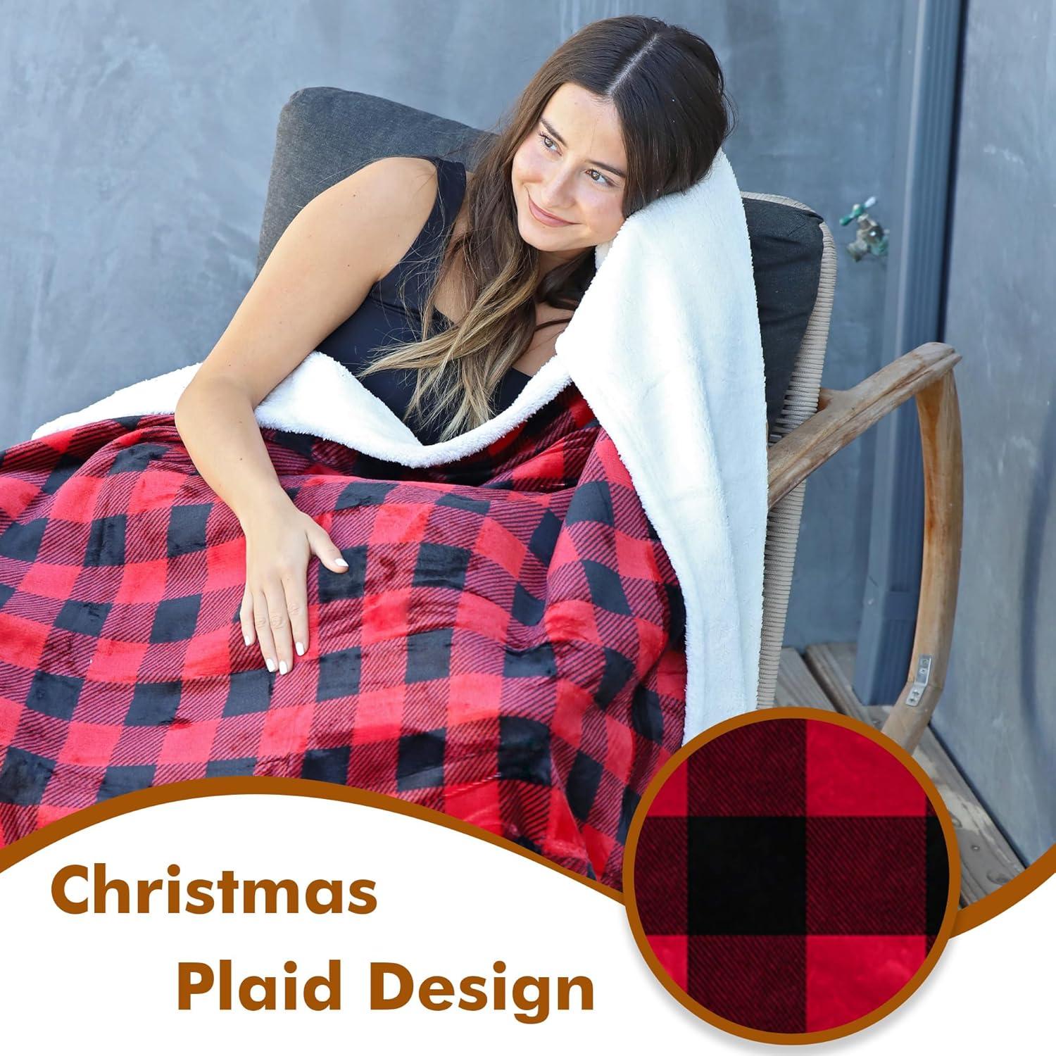 Tirrinia Red Buffalo Plaid Fleece Throw TV Blanket 50" x 60", Super Soft Warm Comfy Plush Fleece Bedding Couch Cabin Throw Blanket