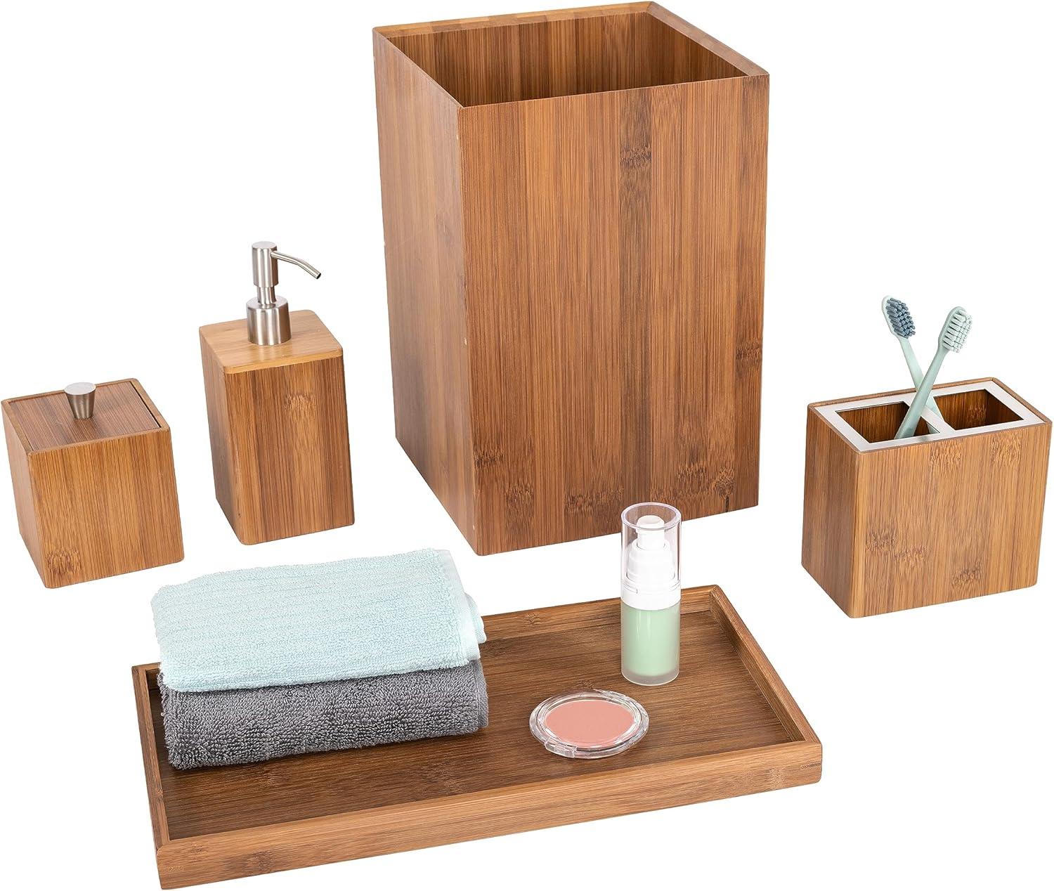 Bamboo 5-Piece Bathroom Accessory Set