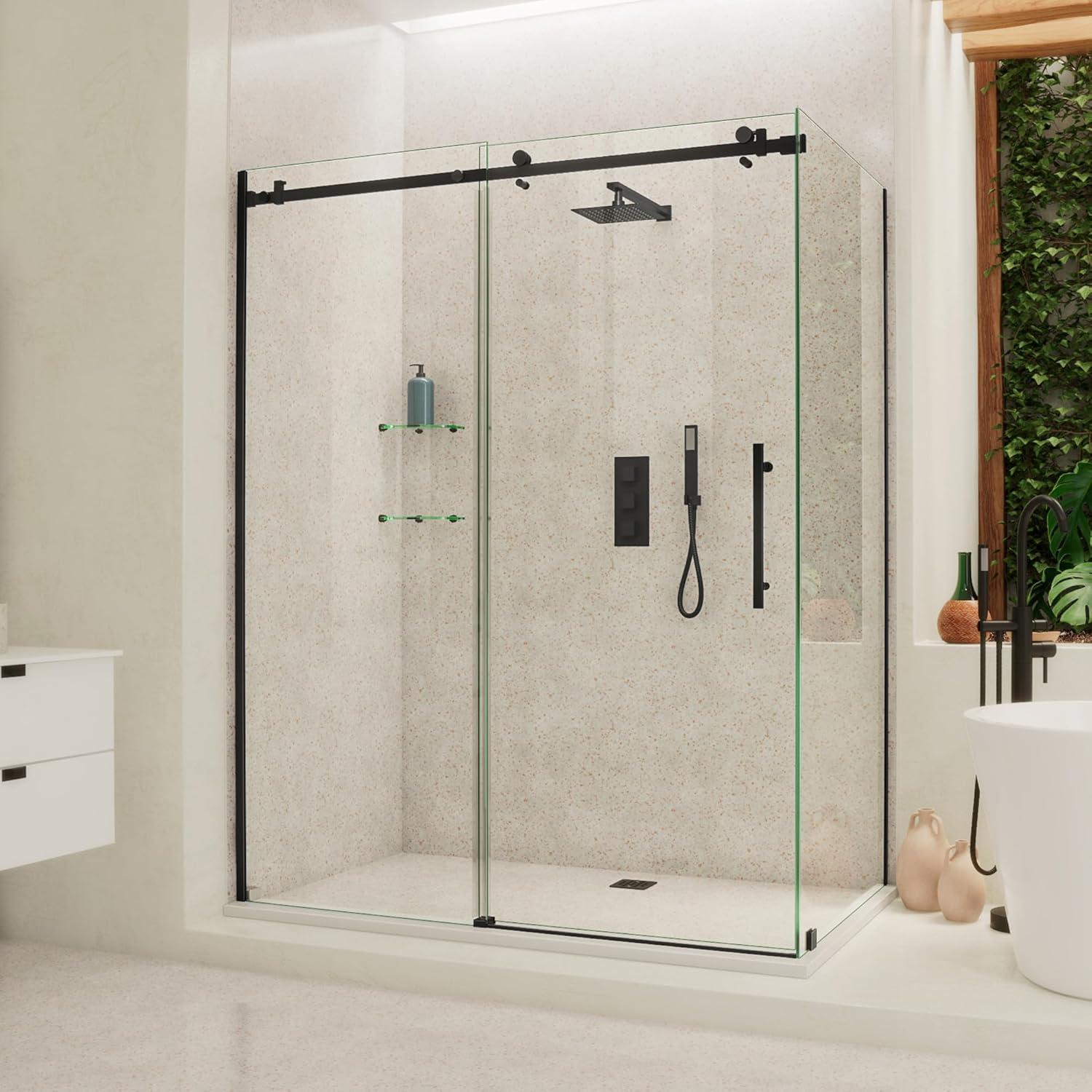 Enigma Air 60.38" W x 34.75" D x76" H Frameless Rectangle Walk In Shower Enclosure