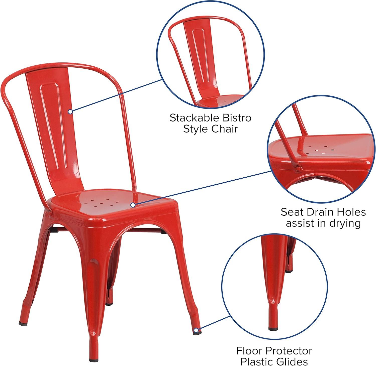 Emma Red Metal Indoor-Outdoor Stackable Dining Chair