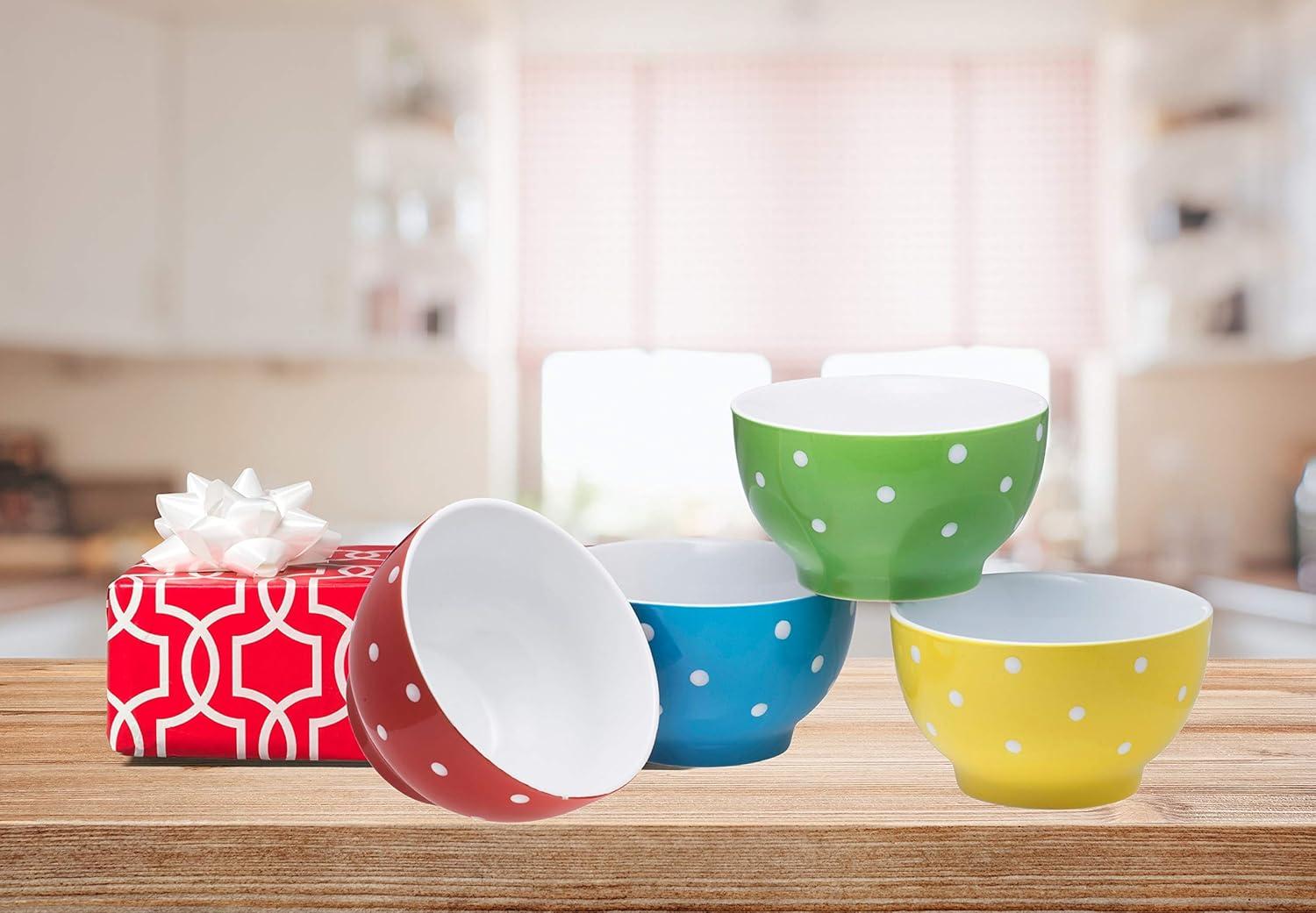 Bruntmor - Polka Dot Colorful Decorative Everyday Porcelain Ceramic Dinner