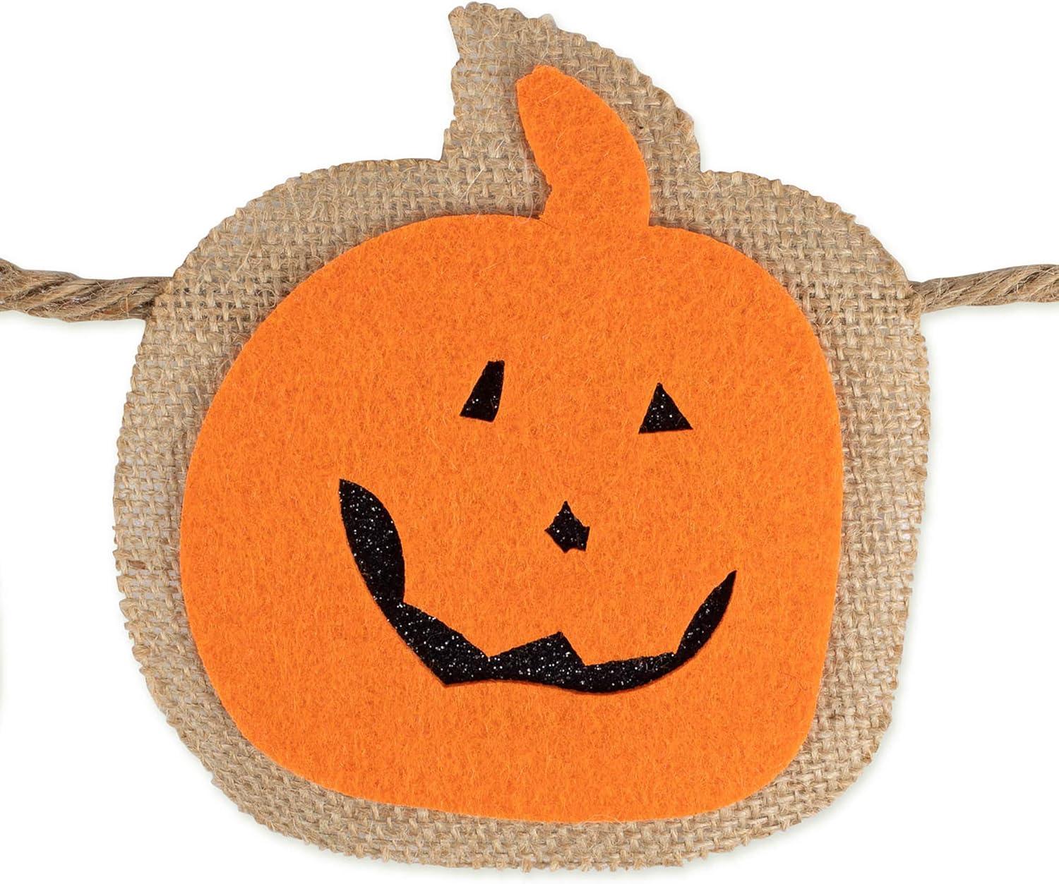 DII 4" Modern Fabric Halloween Bat Pumpkin Garland in Black/Orange