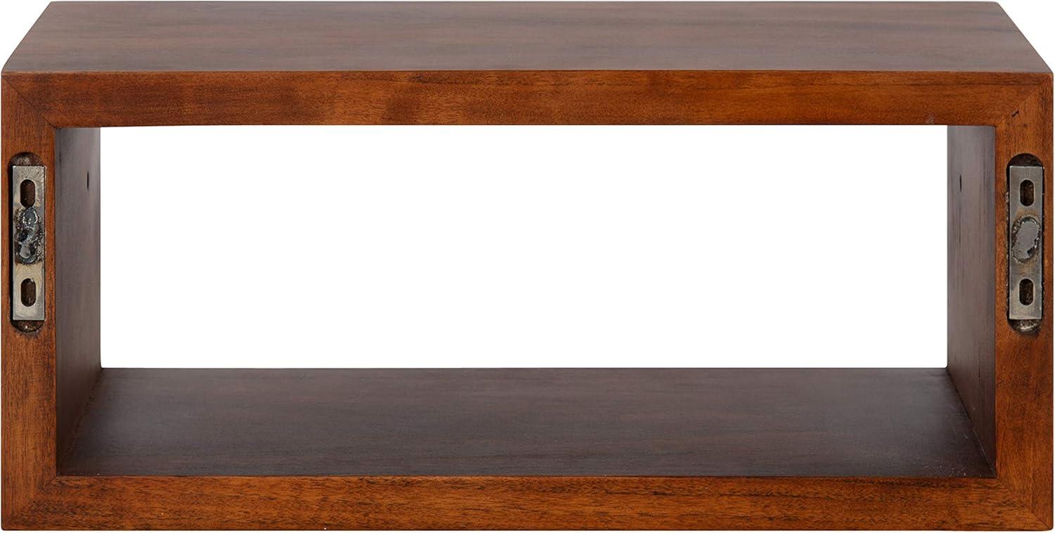 Holt Modern Walnut Brown Steel & Wood Floating Cube Shelf
