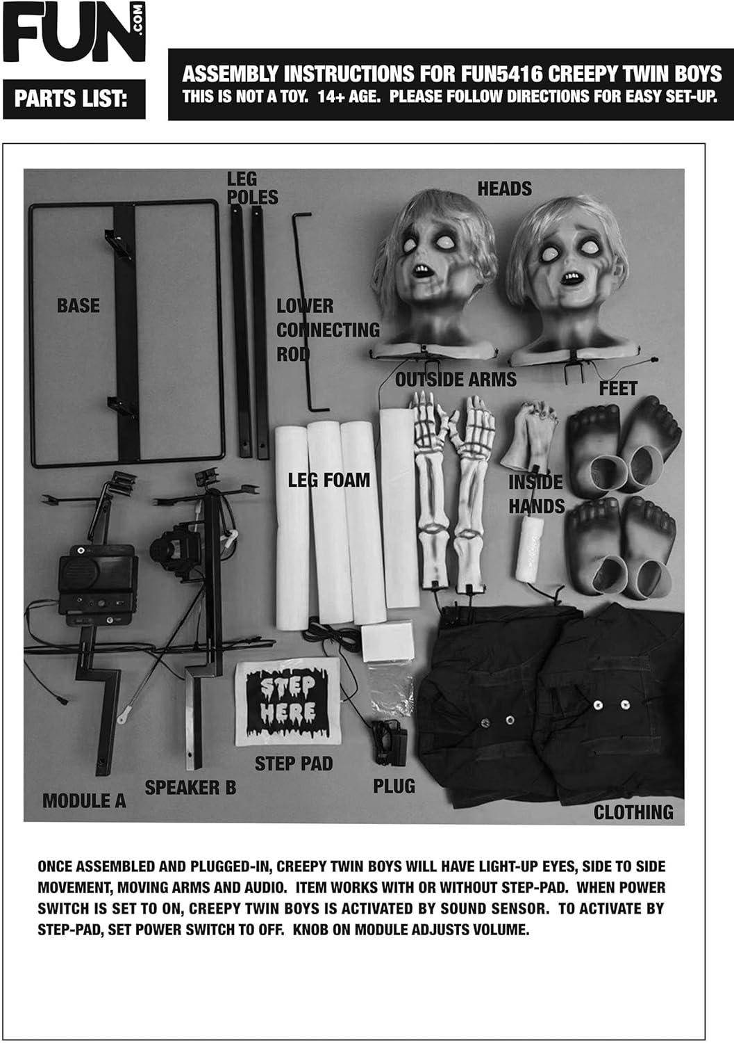 Creepy Twin Boys Animatronic Decoration