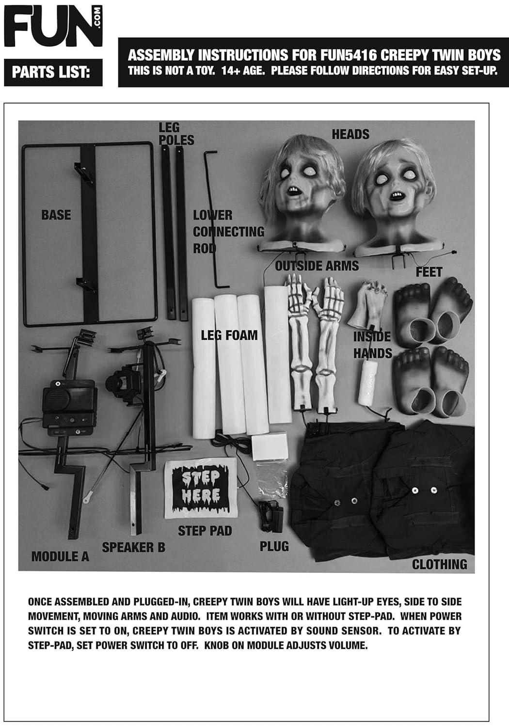 Creepy Twin Boys Animatronic Decoration