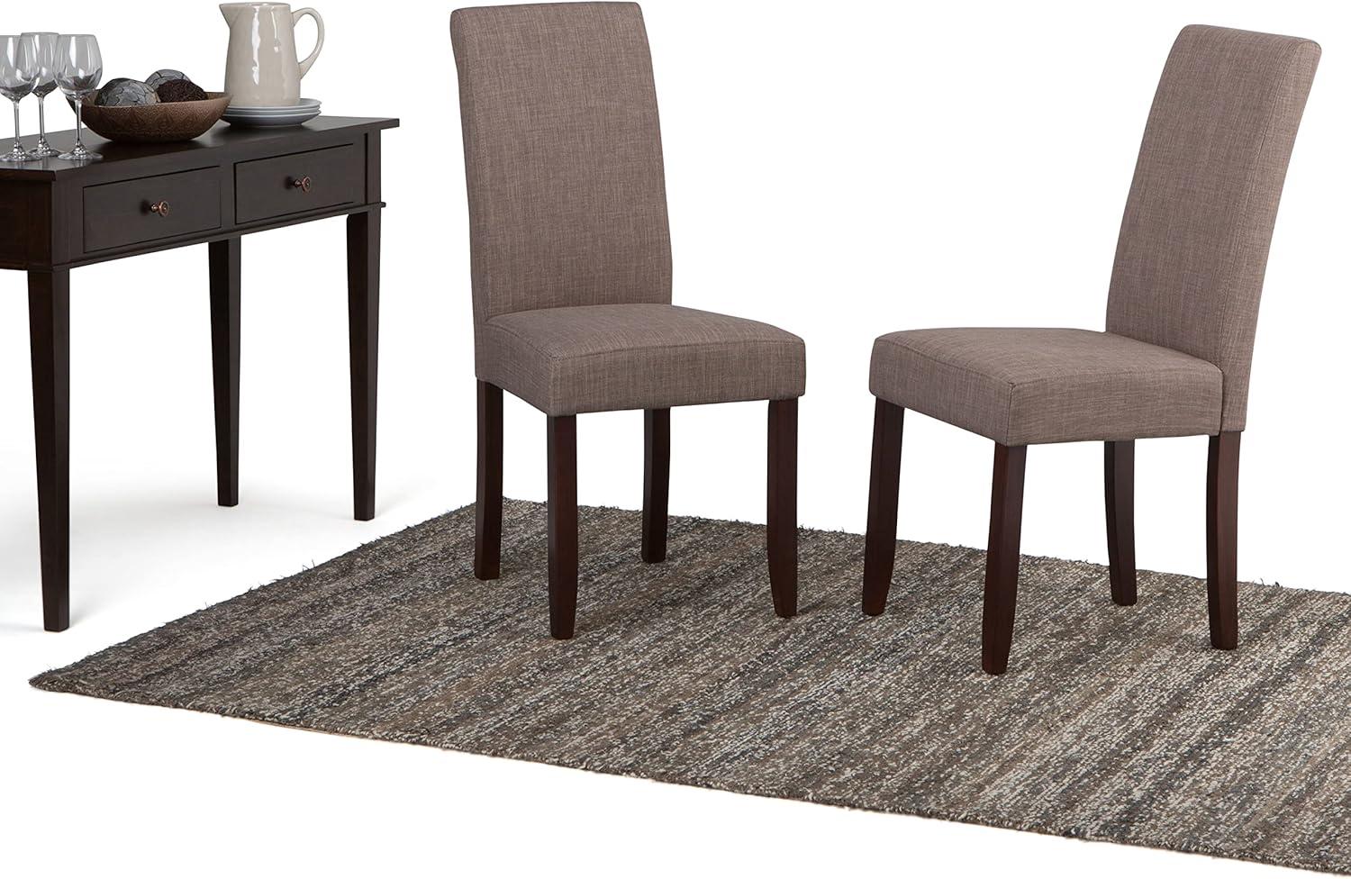 Acadian Parson Dining Chair (Set of 2) in Light Mocha Brown Linen Look Fabric