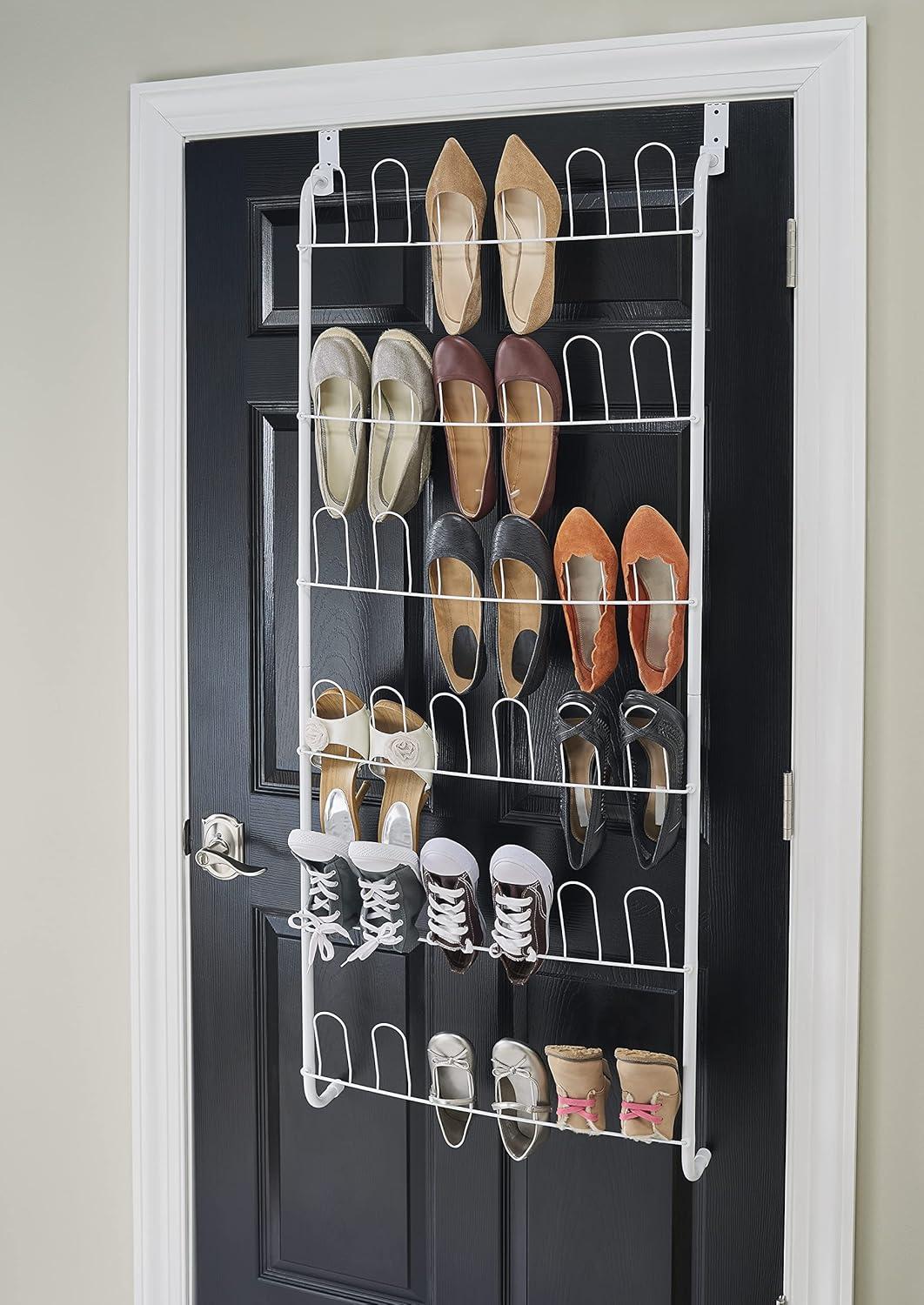 White Metal Over-the-Door 18-Pair Shoe Rack