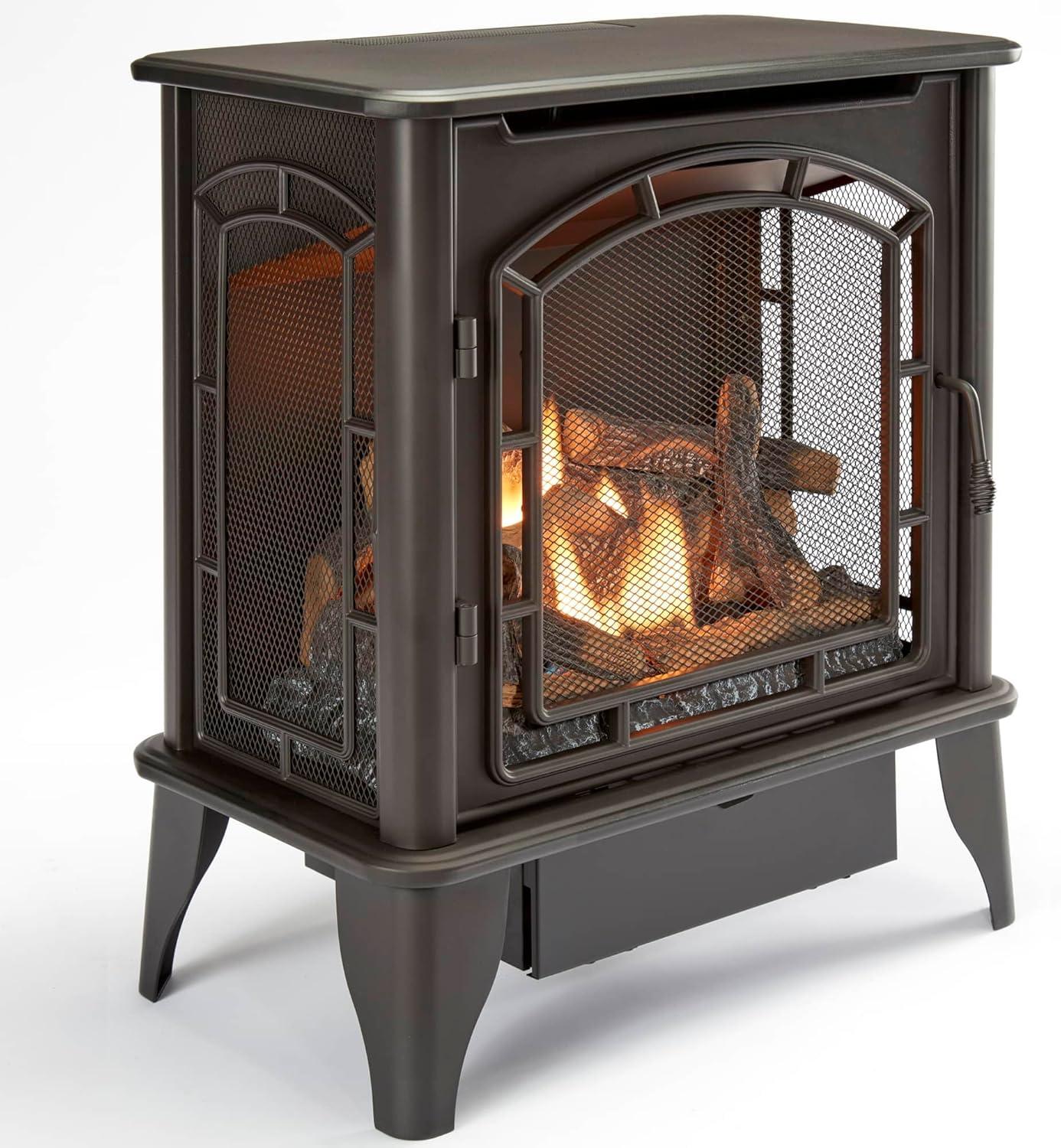 Bluegrass Living Bluegrass Living Panorama Vent Free Dual Fuel 3-Sided Gas Stove - 23,000 BTU, Remote Control, Black Finish - Model# BTSD23RT
