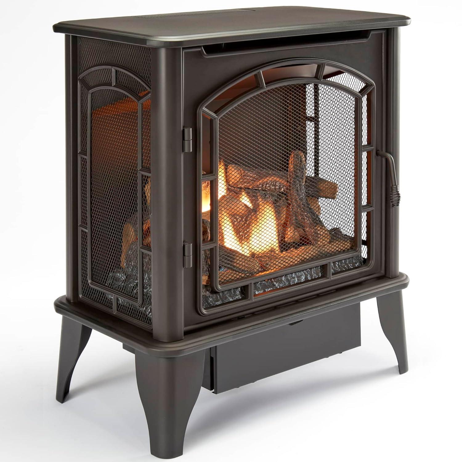 Bluegrass Living Bluegrass Living Panorama Vent Free Dual Fuel 3-Sided Gas Stove - 23,000 BTU, Remote Control, Black Finish - Model# BTSD23RT