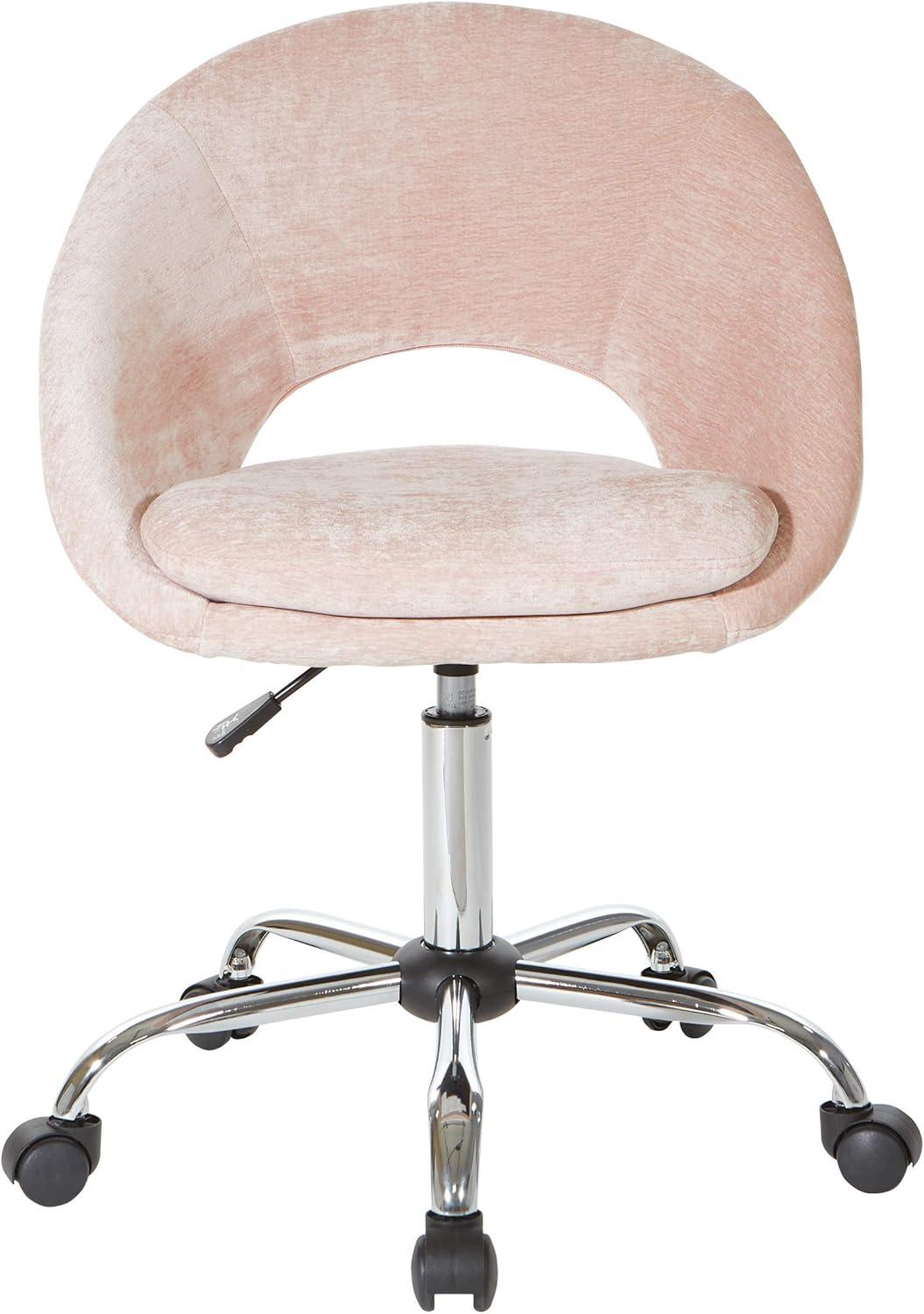 Blush Chrome Adjustable Swivel Office Chair with Padded Seat