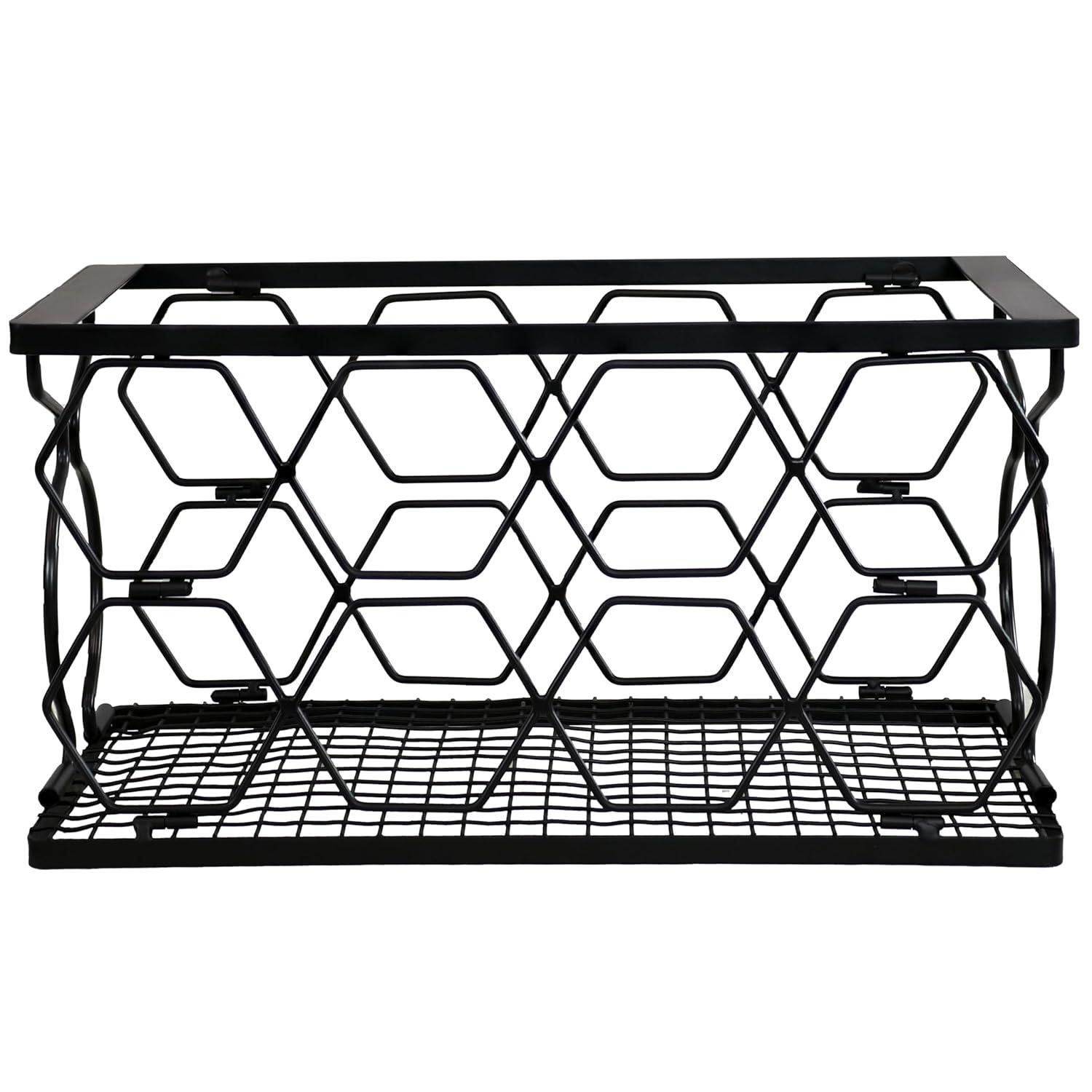 Sunnydaze Indoor Metal Collapsible Tabletop Wine Rack for the Kitchen or Bar - Black