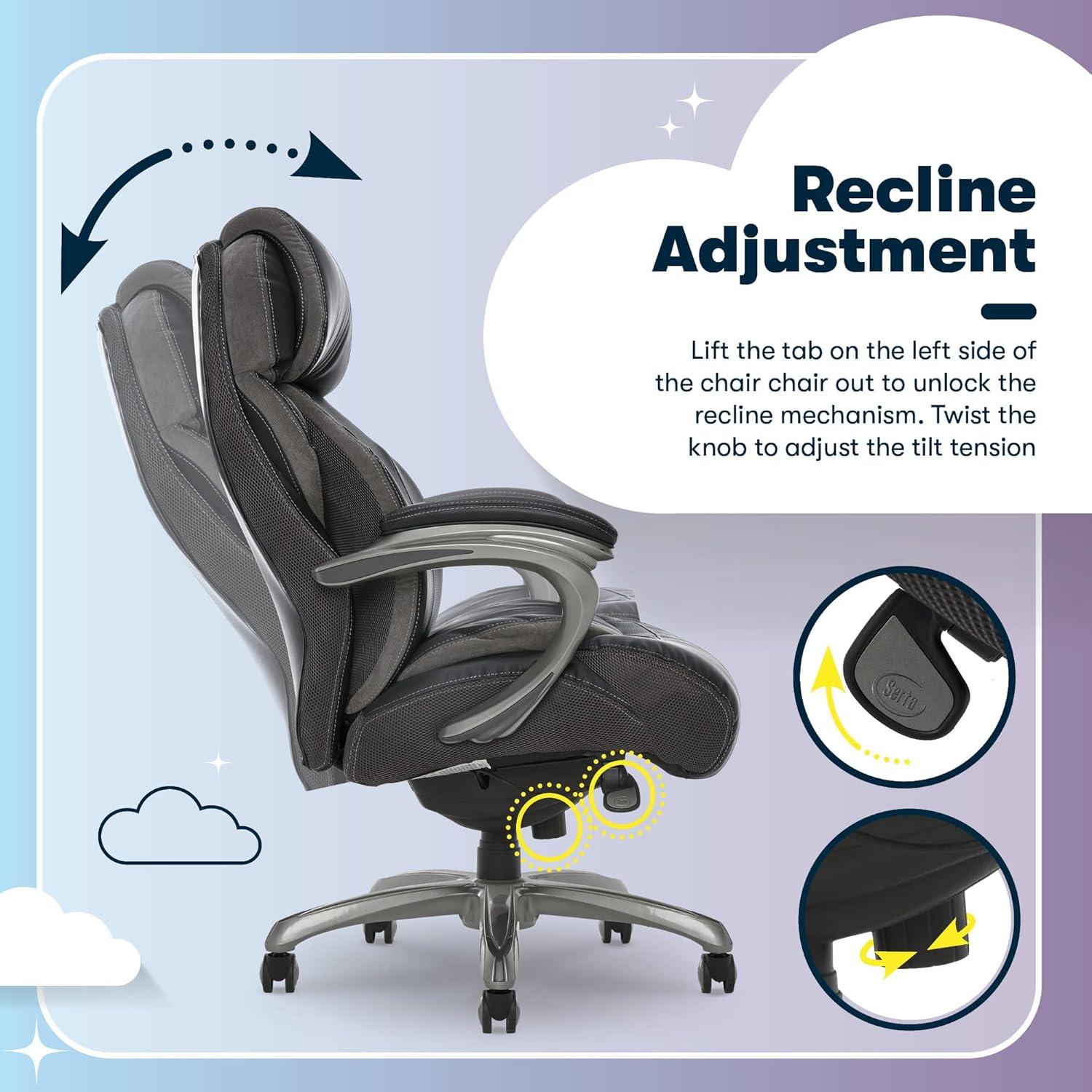 Serta Serta Jackson Big and Tall Executive Office Chair with AIR Technology and Smart Layers