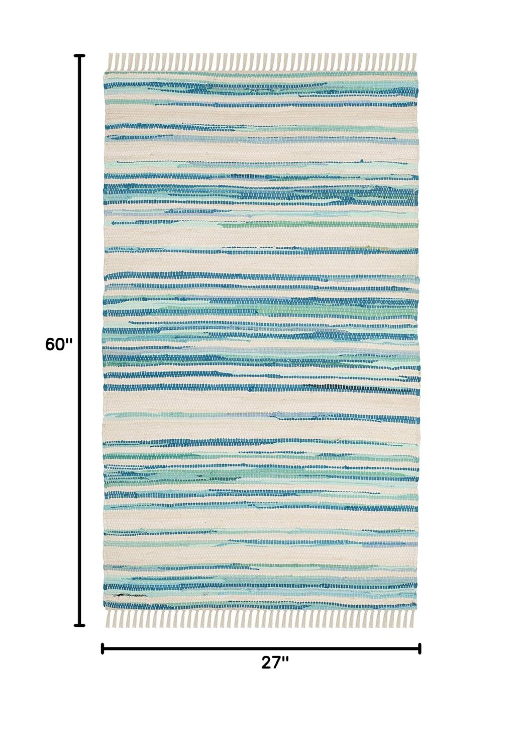 Rag Rug RAR126 Hand Woven Indoor Accent Rug - 2'3"x5' - Ivory/Green - Safavieh