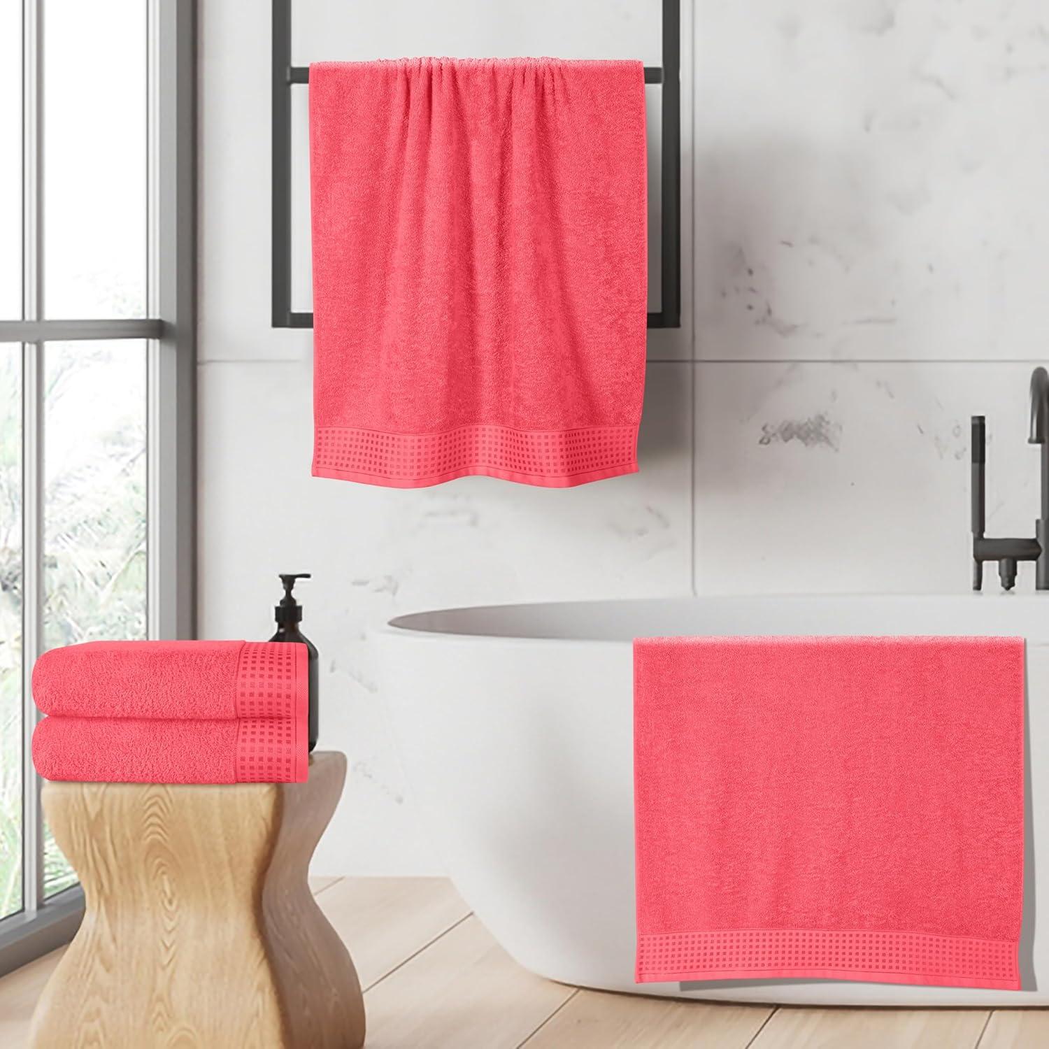 GLAMBURG Premium Cotton 4 Pack Bath Towel Set - 100% Pure Cotton - 4 Bath Towels 27x54 - Ideal for Everyday use - Ultra Soft & Highly Absorbent - Black