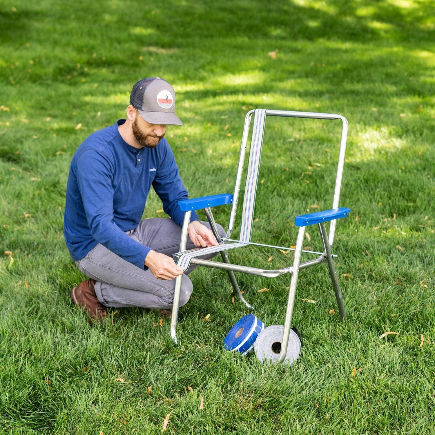 Lawn Chair USA High Quality UV Resistant Replacement Webbing (Solid Silver, 2.25" x 150')