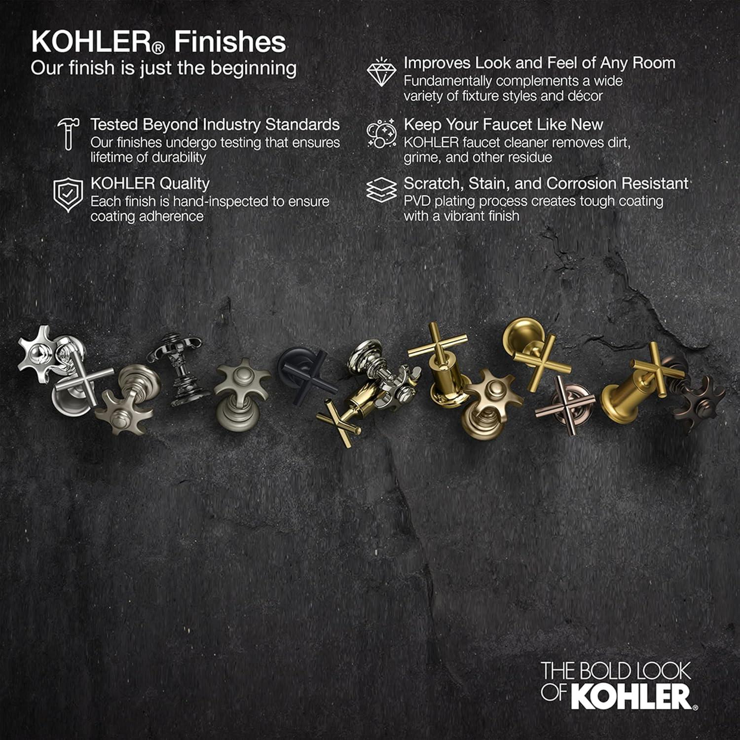 Kohler Hint Widespread Bathroom Faucet with Pop-Up Drain Assembly, 3 Hole 2-Handle Bathroom Sink Faucet, 1.2 gpm