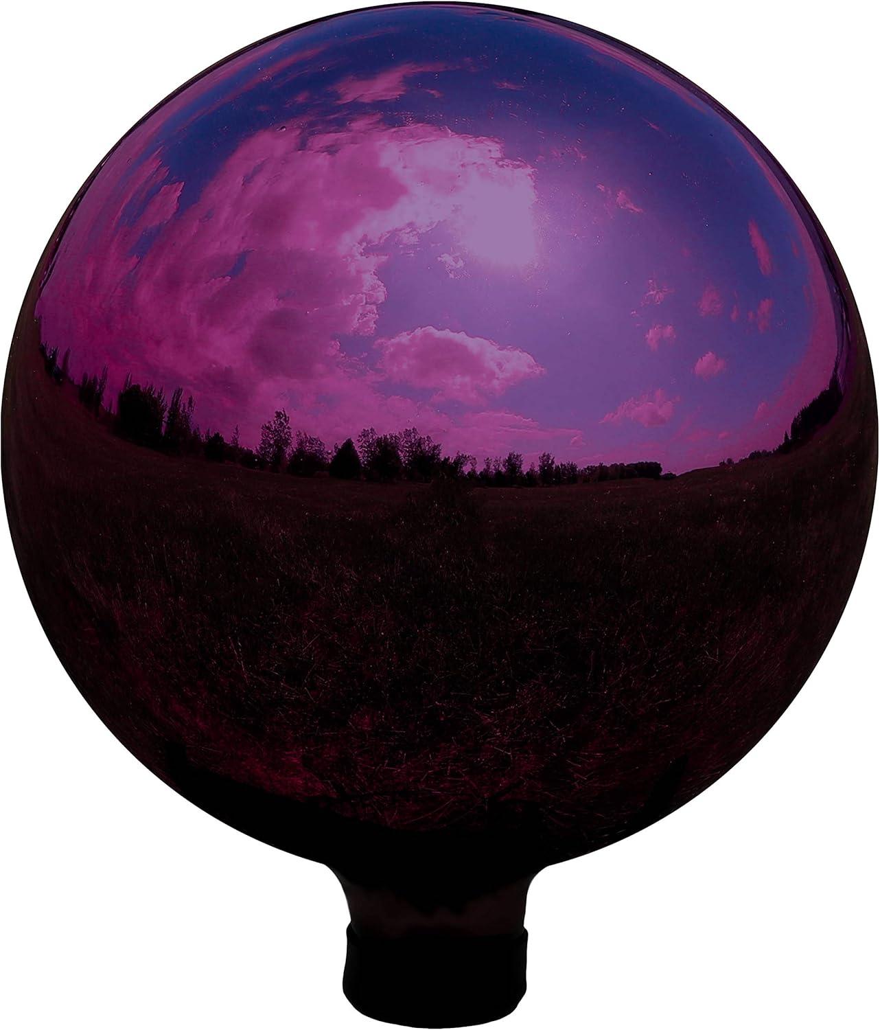 Sunnydaze Indoor/Outdoor Reflective Mirrored Surface Garden Gazing Globe Ball with Stemmed Bottom and Rubber Cap - 10" Diameter