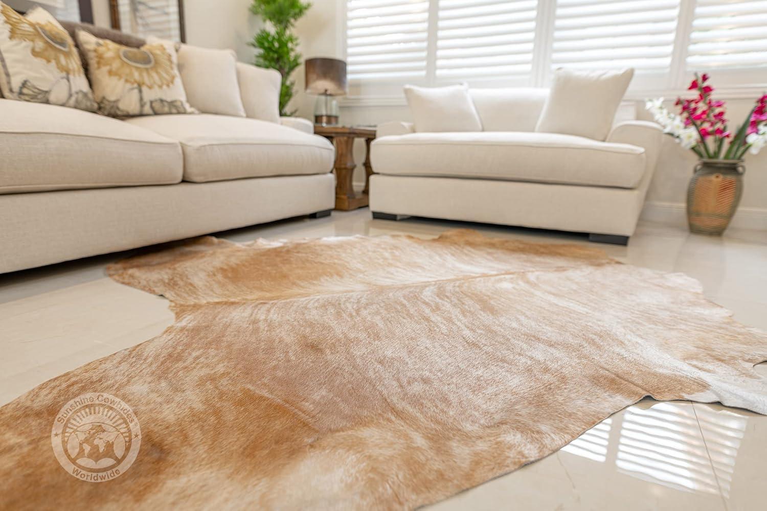 Palomino White and Beige Cowhide Rug 6ft x 8 ft 180cm x 240 cm