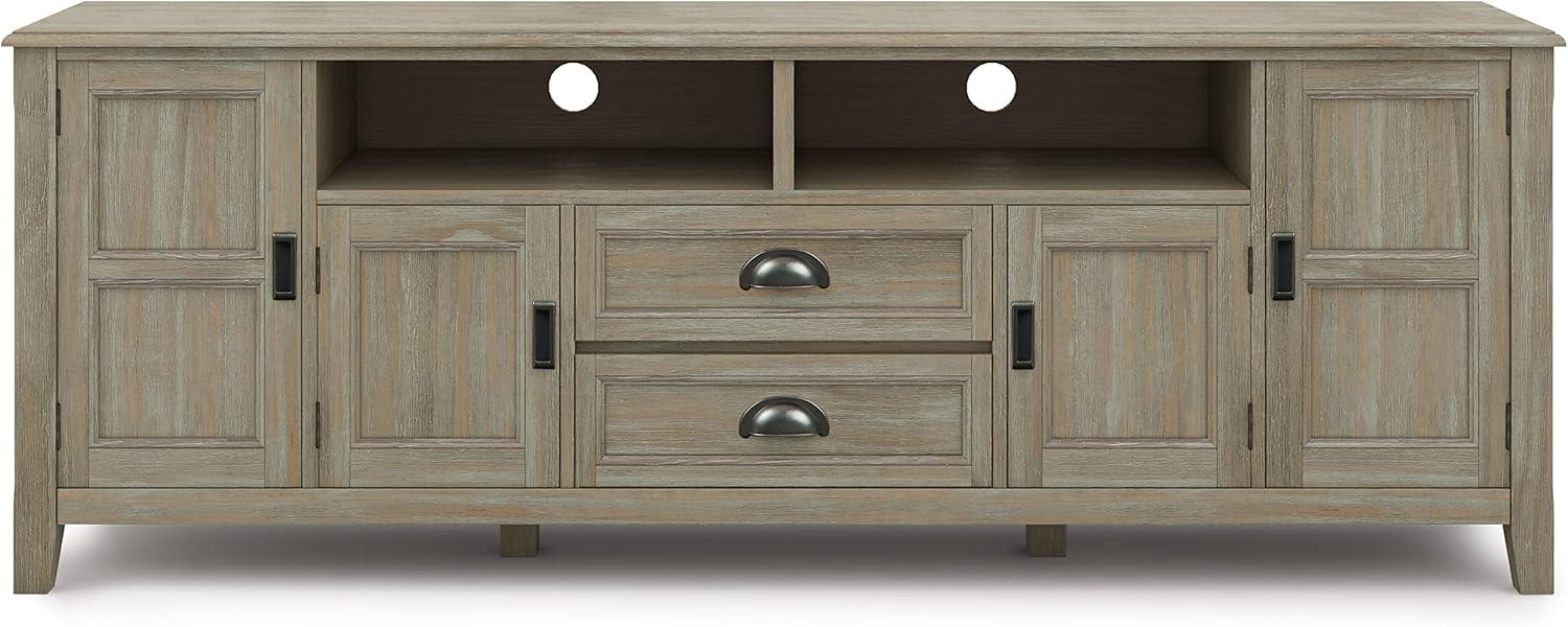 Simpli Home Burlington 72"W Solid Wood TV Stand for TVs up to 80" with 4 Cabinets