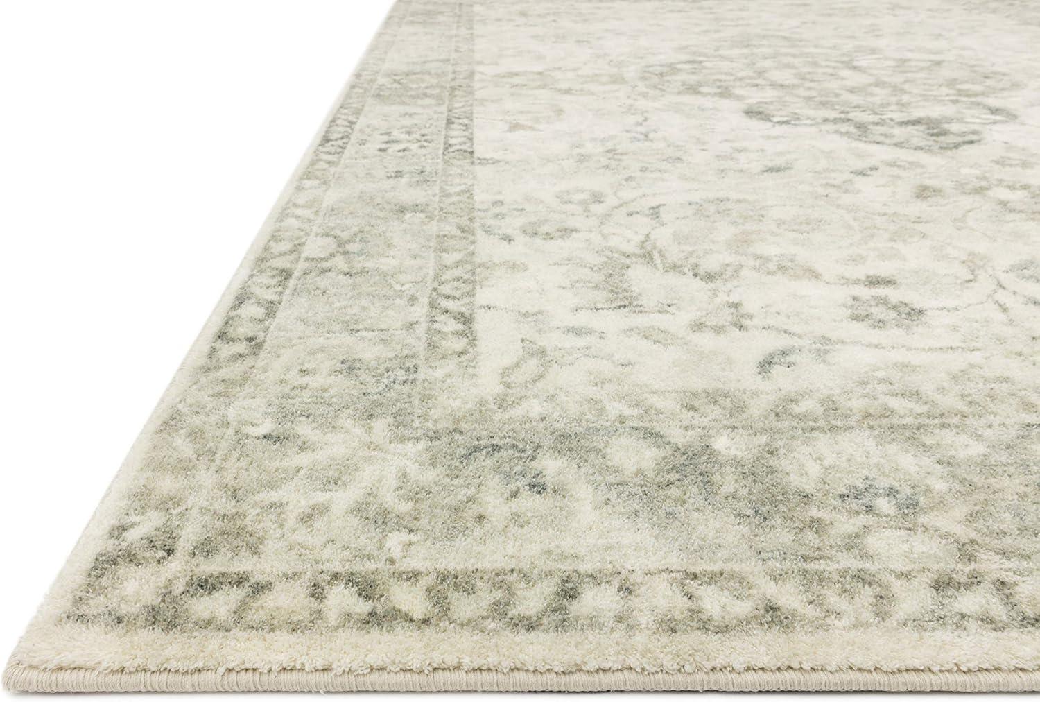 Elegant Ivory Oriental-Inspired Plush Rectangular Rug