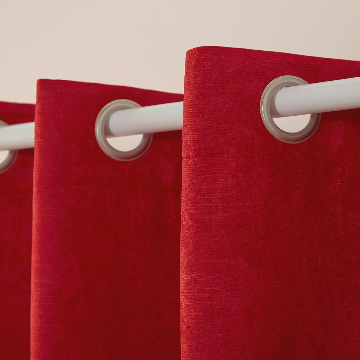 Set of 2 96"x52" Oxford Textured Sateen Thermal Room Darkening Grommet Top Window Curtain Panel Chili Red - Exclusive Home