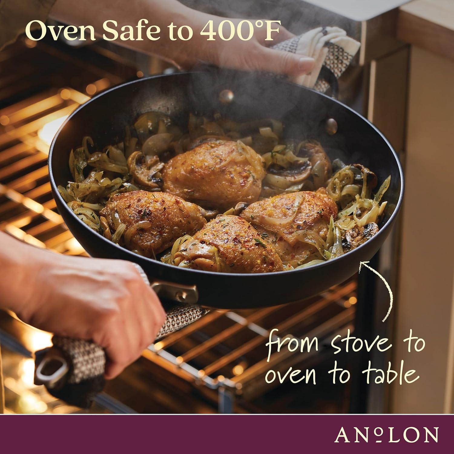 Anolon Advanced Home 12" Hard-Anodized Nonstick Deep Frying Pan with Lid, Onyx
