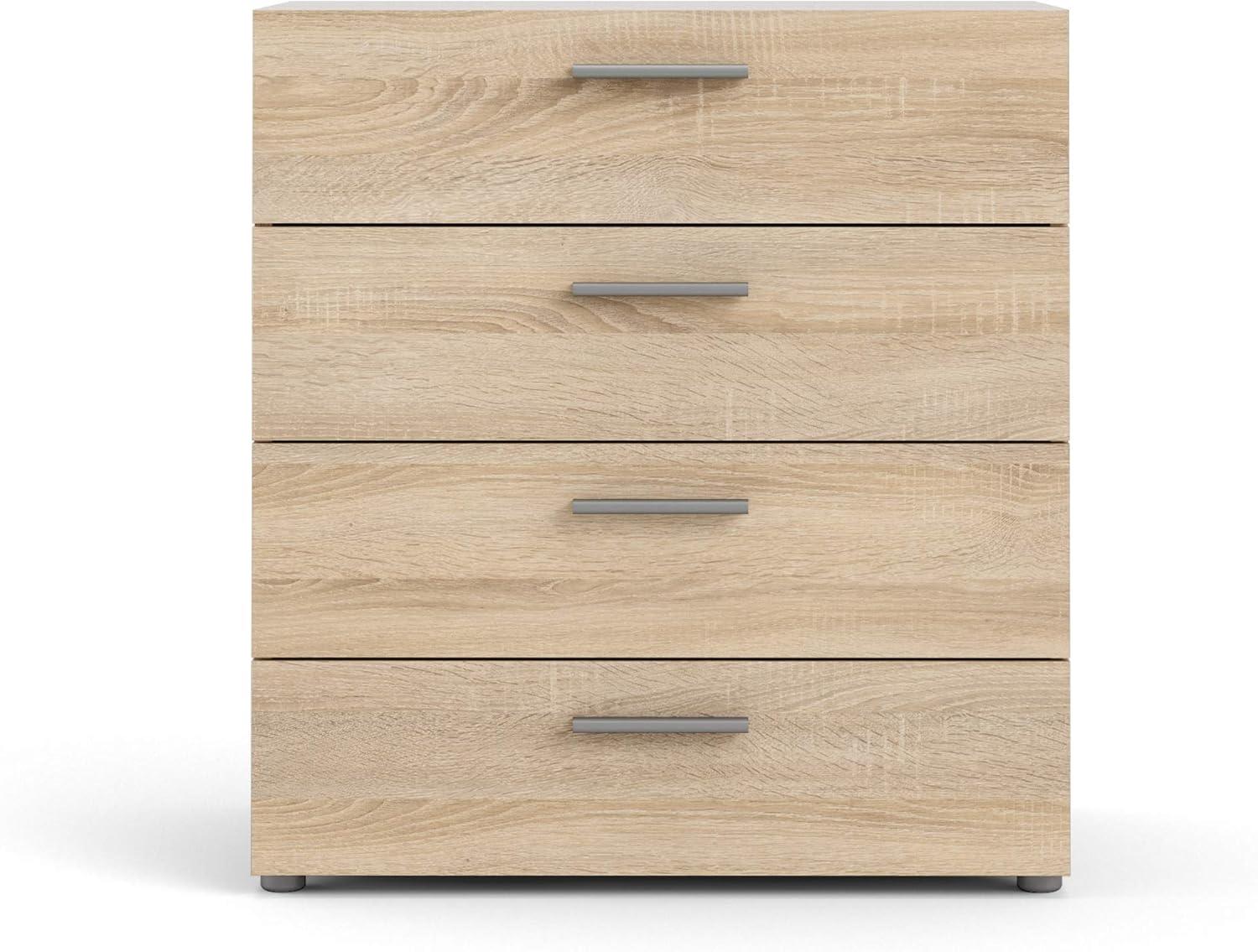 Austin Oak 4-Drawer Chest with Silver Handles