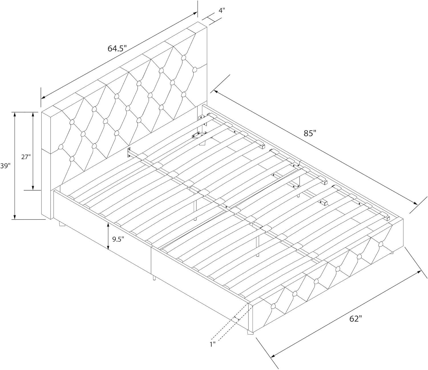 Dalia Tufted Faux Leather Bed - Room & Joy