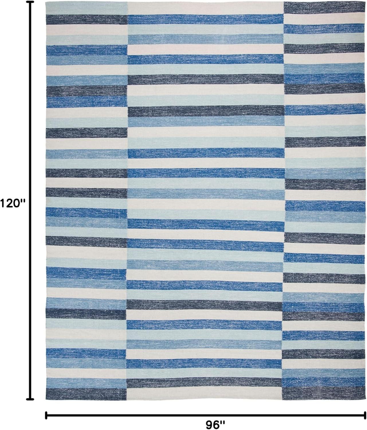 Striped Kilim STK411 Hand Woven Area Rug - Blue - 8'x10' - Safavieh.