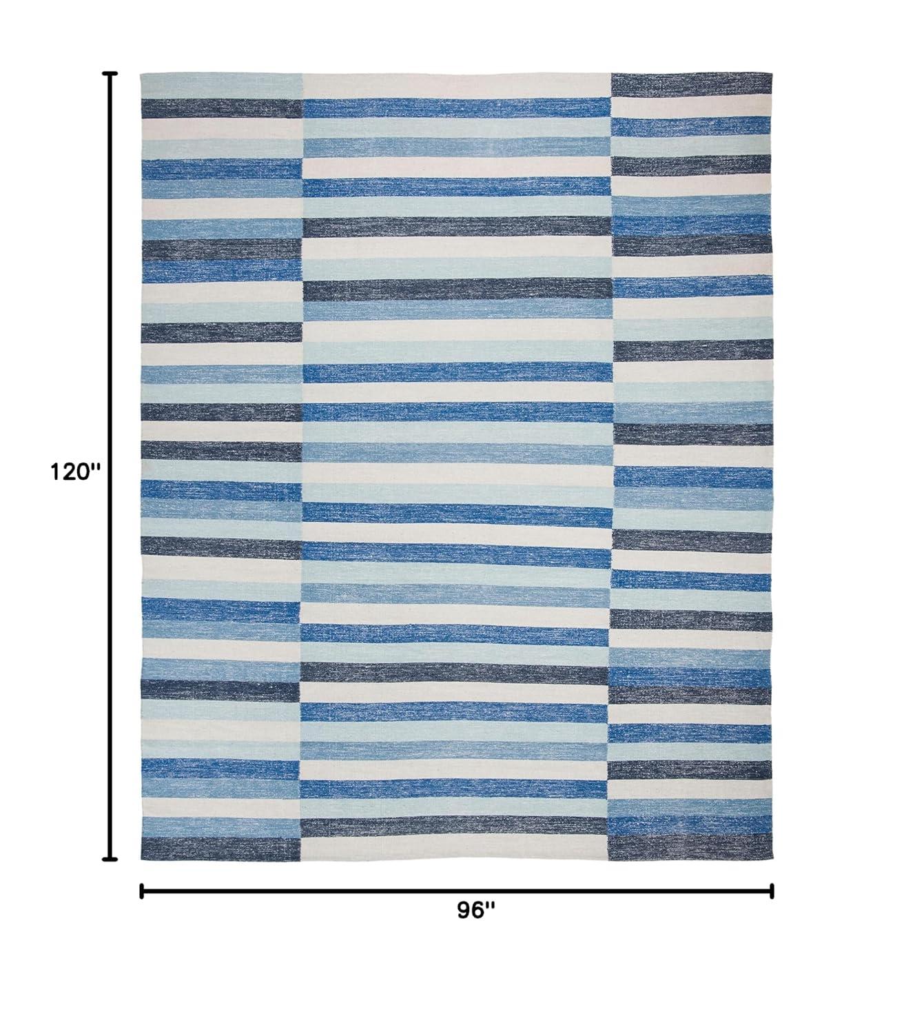 Striped Kilim STK411 Hand Woven Area Rug - Blue - 8'x10' - Safavieh.
