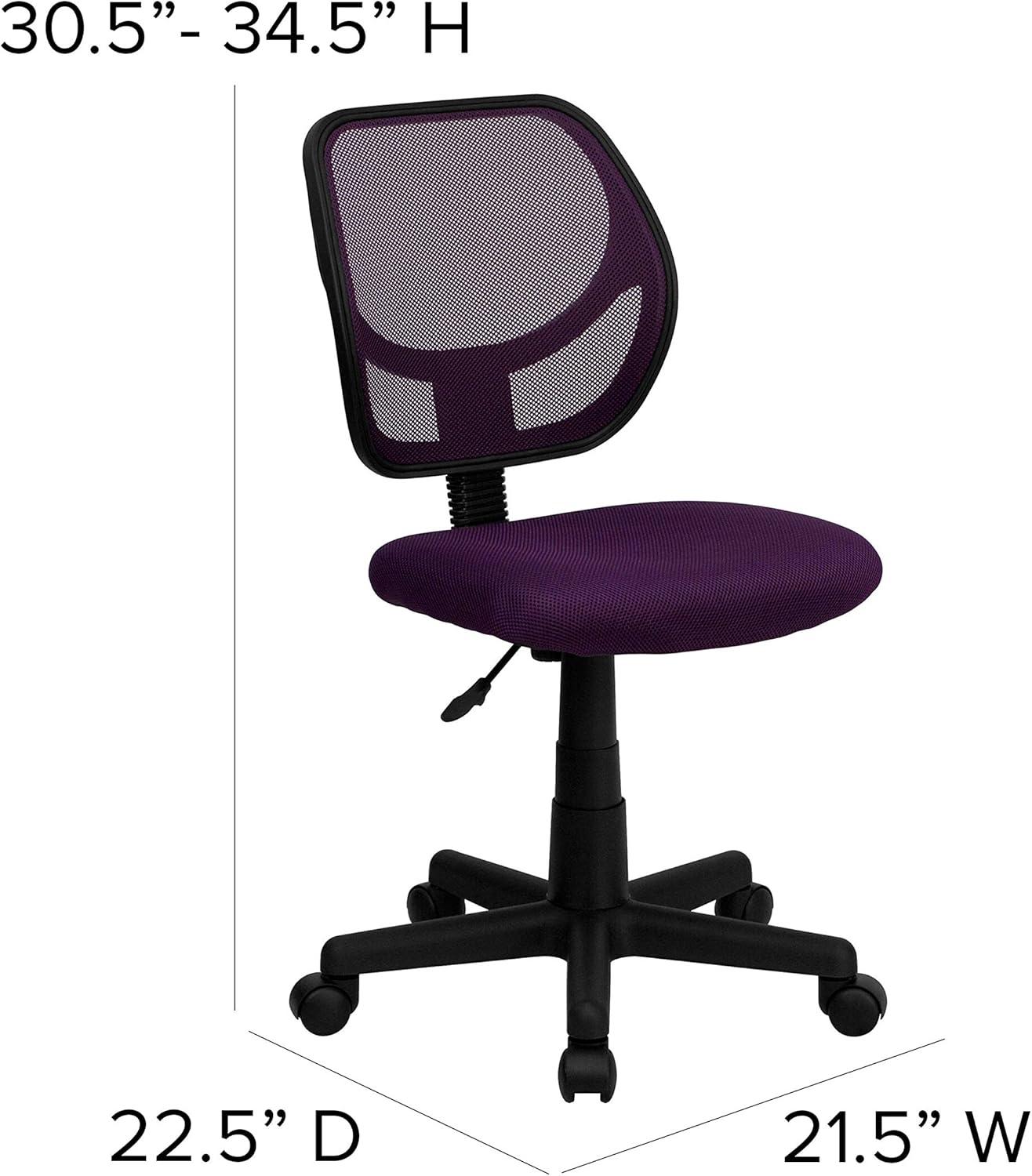 Flash Furniture Low Back Purple Mesh Swivel Task Office Chair