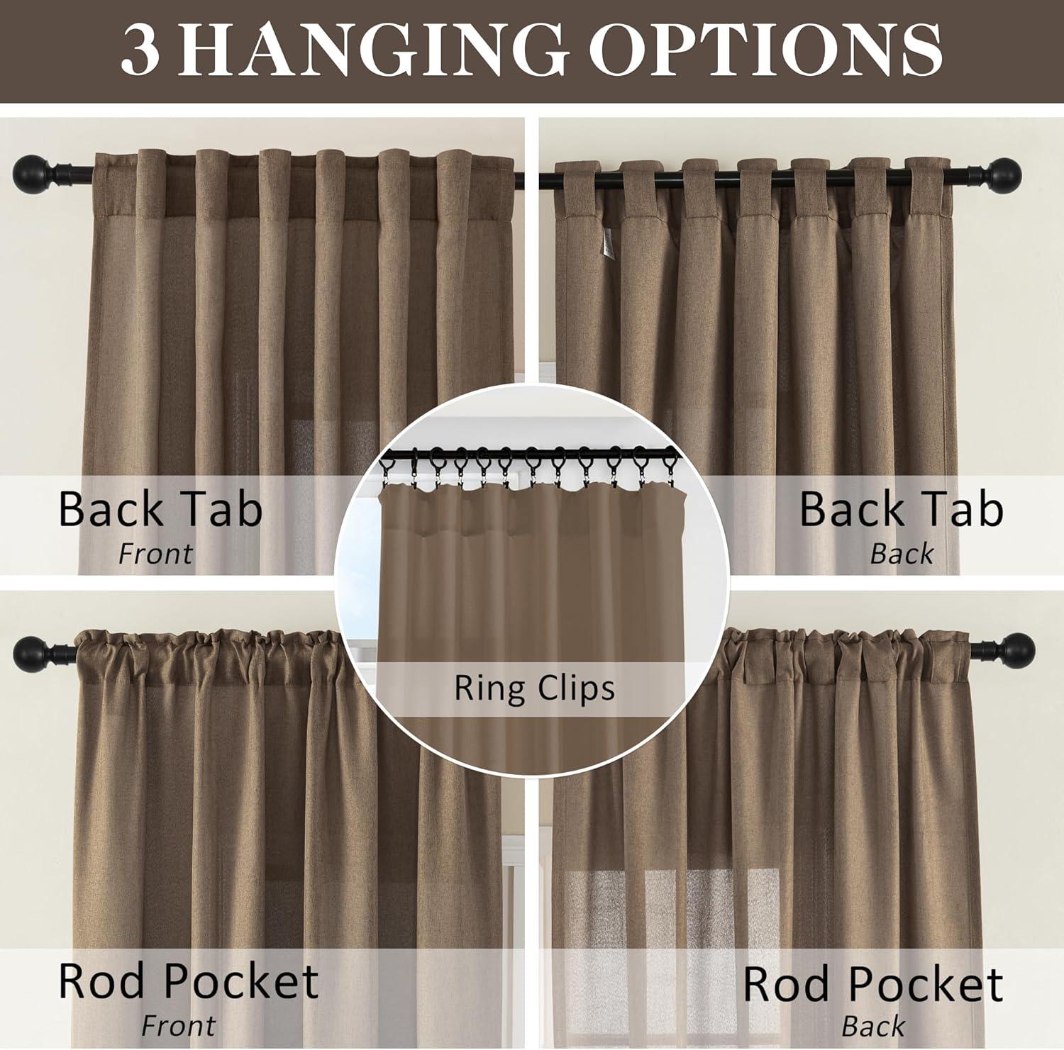 Heather Grey Faux Linen Room Darkening Curtain (1 Panel), Heather Grey, 50W X 96L